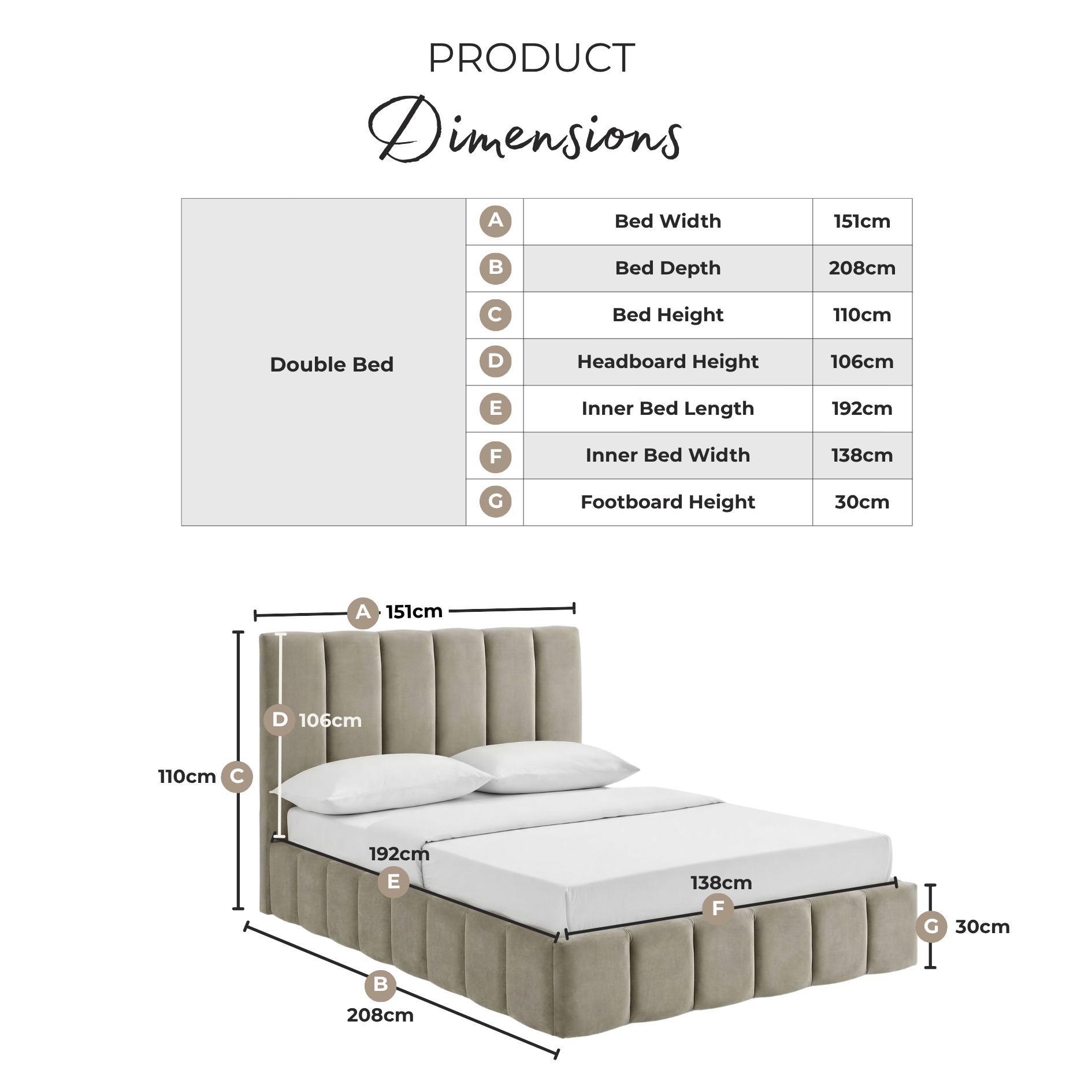 Trifle Taupe Velvet Ottoman Double Bed Frame
