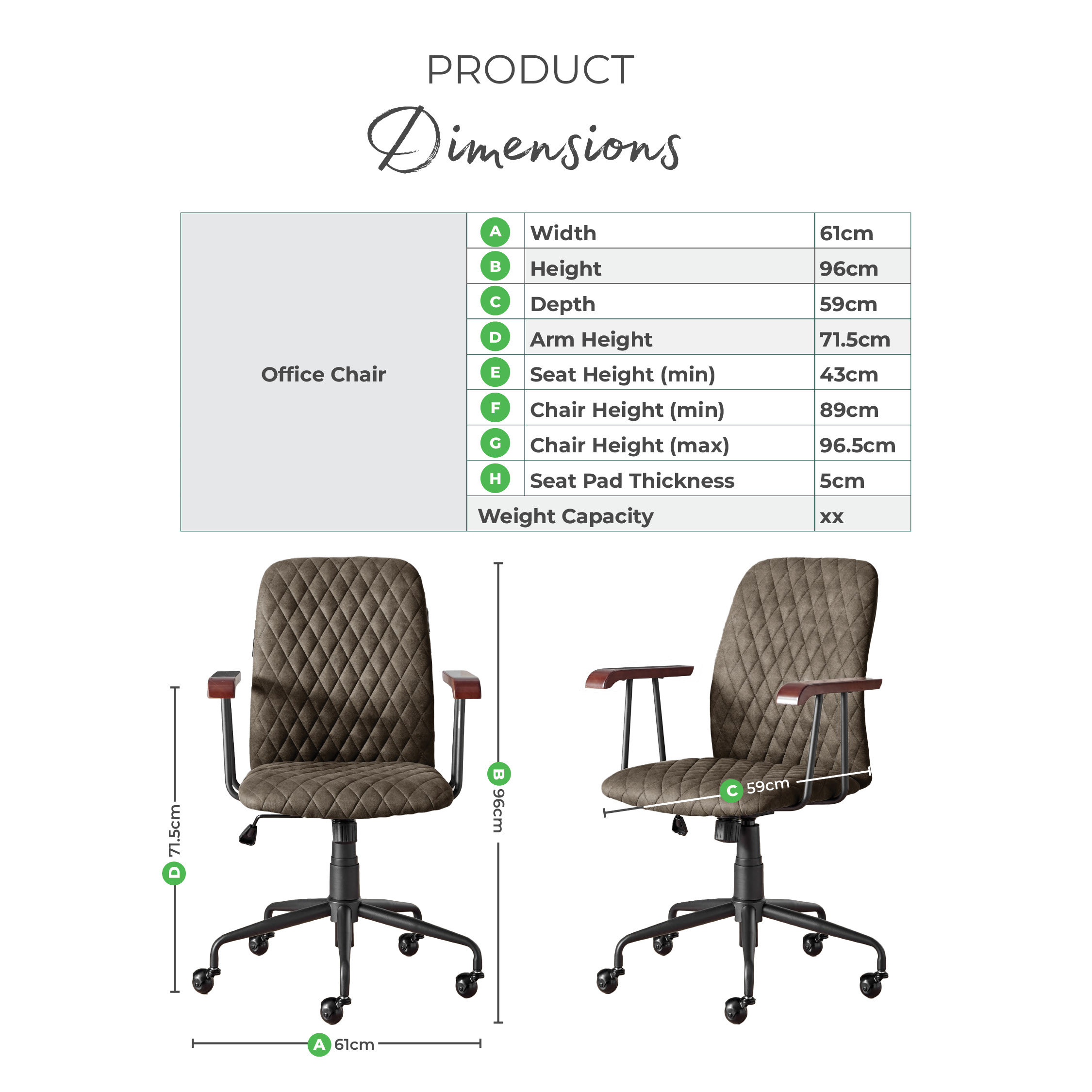 Apres Grey Faux Leather and Wood Swivel Office Chair