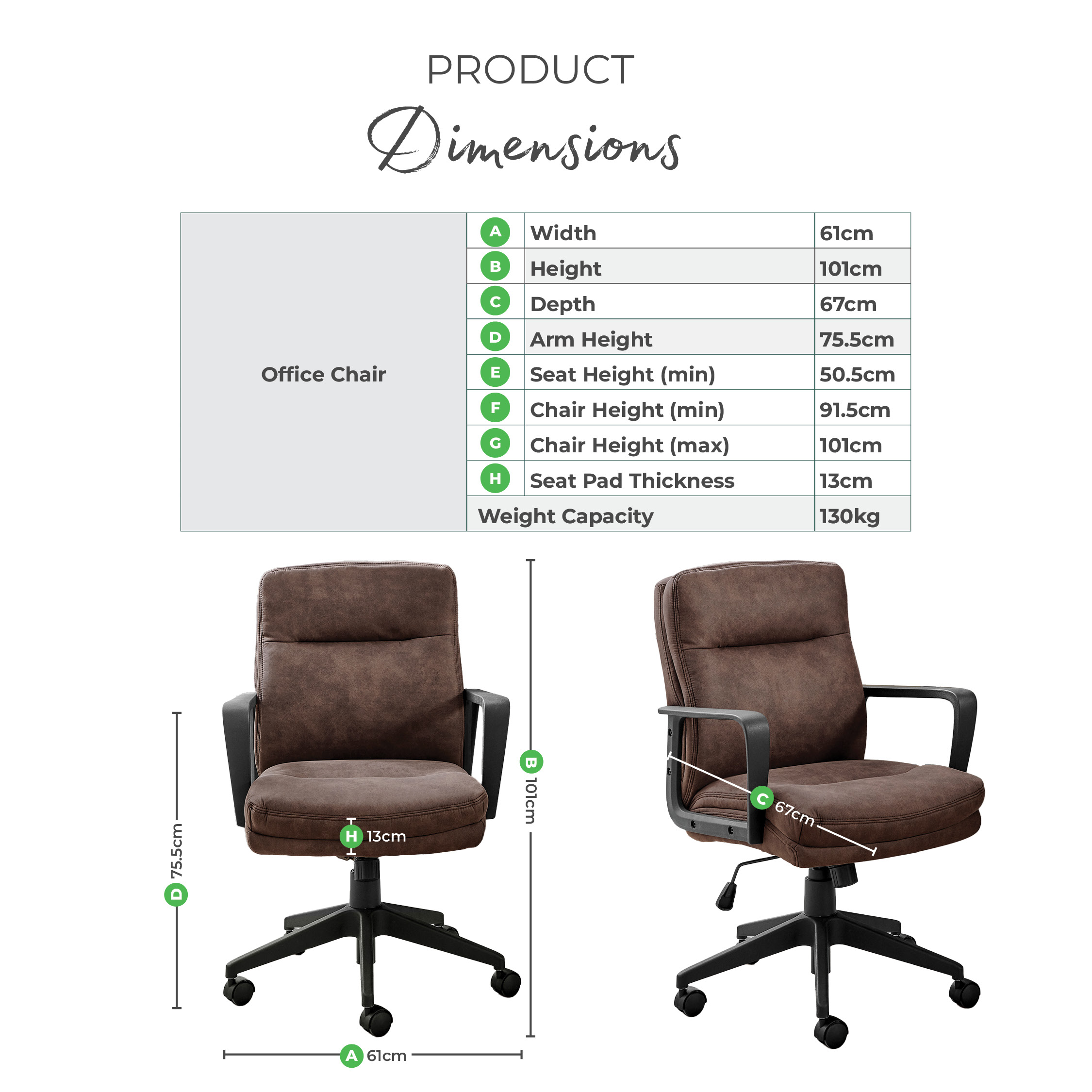 Rosco Black Faux Leather Swivel Office Chair