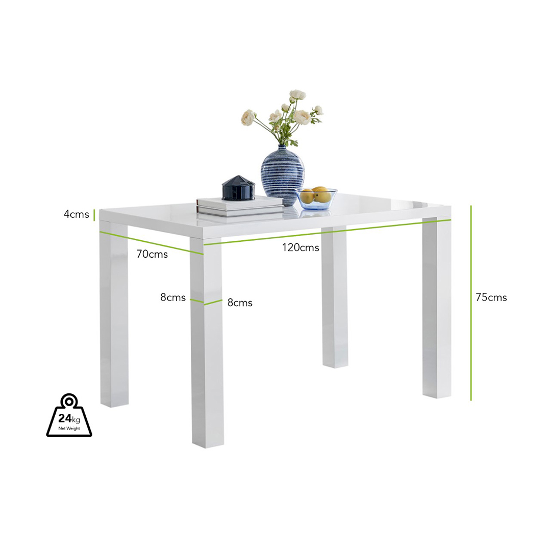 Pivero White High Gloss Dining Table And 4 Black Isco Chairs Set