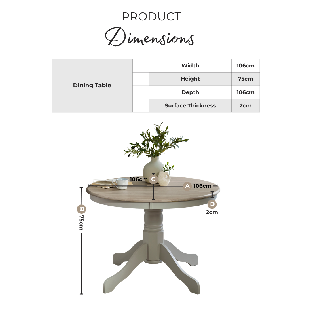 Bude Oak Effect Round Wooden Dining Table & 4 Millford Chairs