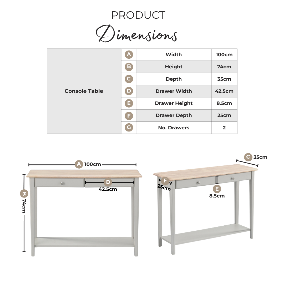 Eden Rectangular Oak & Cream Wood Console Table