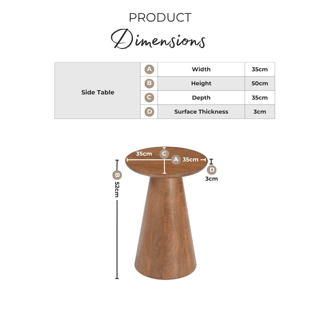 Etna Round Walnut Wood Side Table