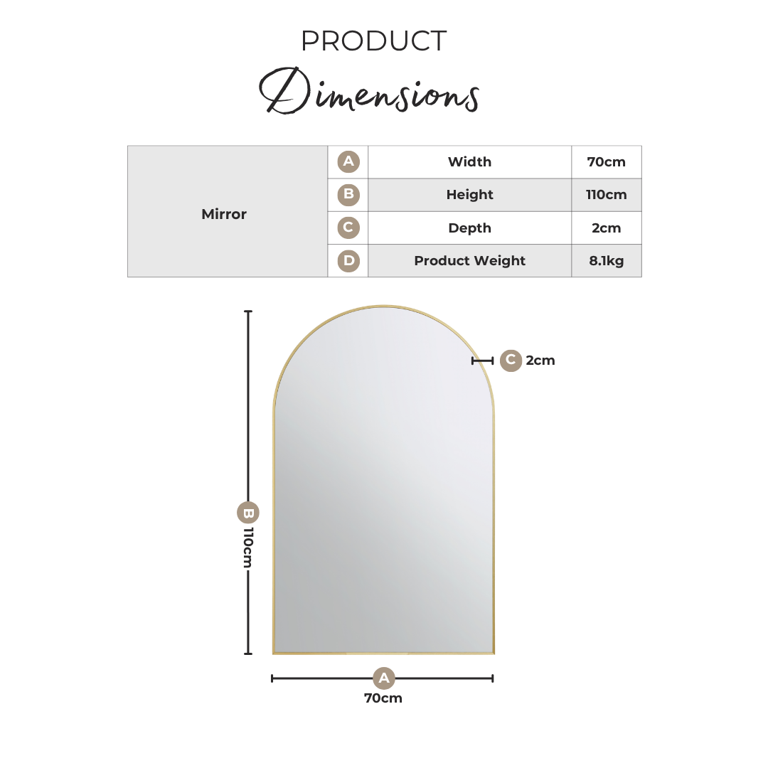 Charlie Black Metal Large 110x70cm Ovemantle Arch Mirror