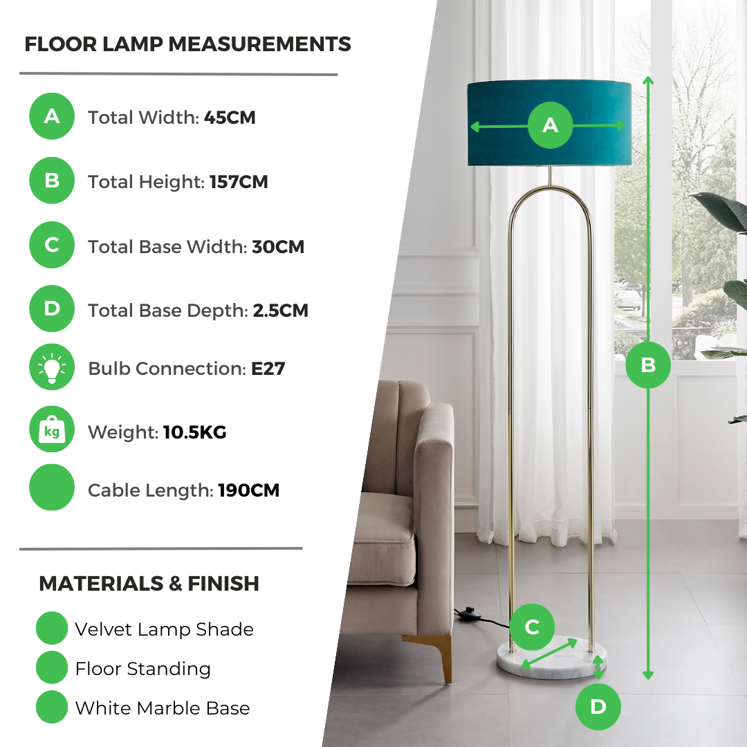 Danielle Teal and Marble Standing Floor Lamp