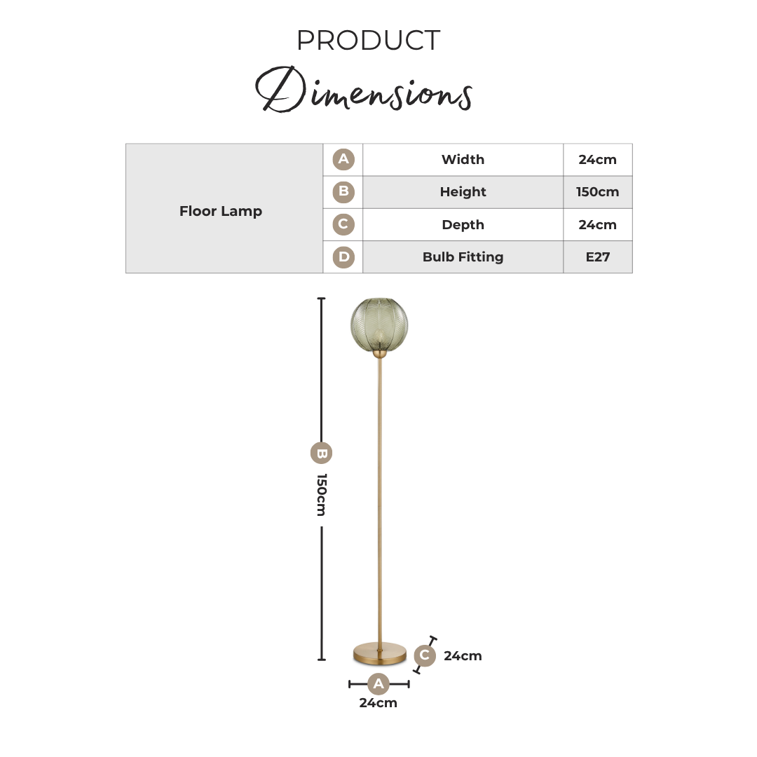 Nadine Green Glass Globe Standing Floor Lamp