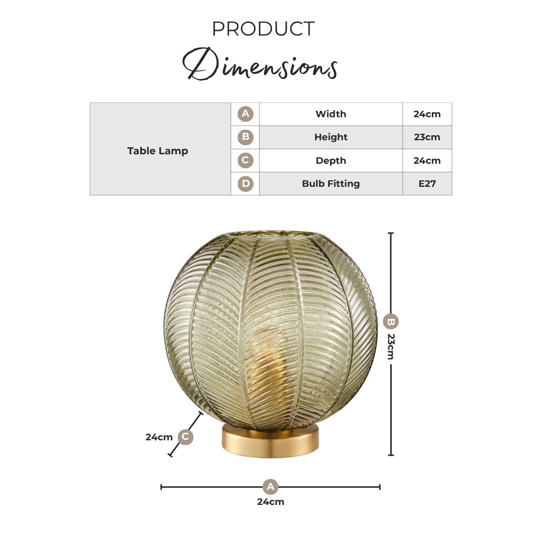 Nadine Small Green Glass Globe Table Lamp