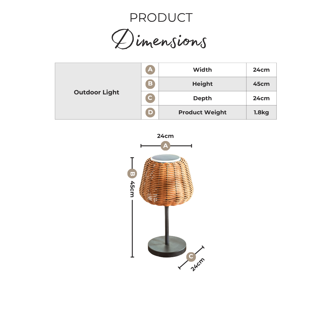 Sundara Rattan Solar Outdoor Table Light