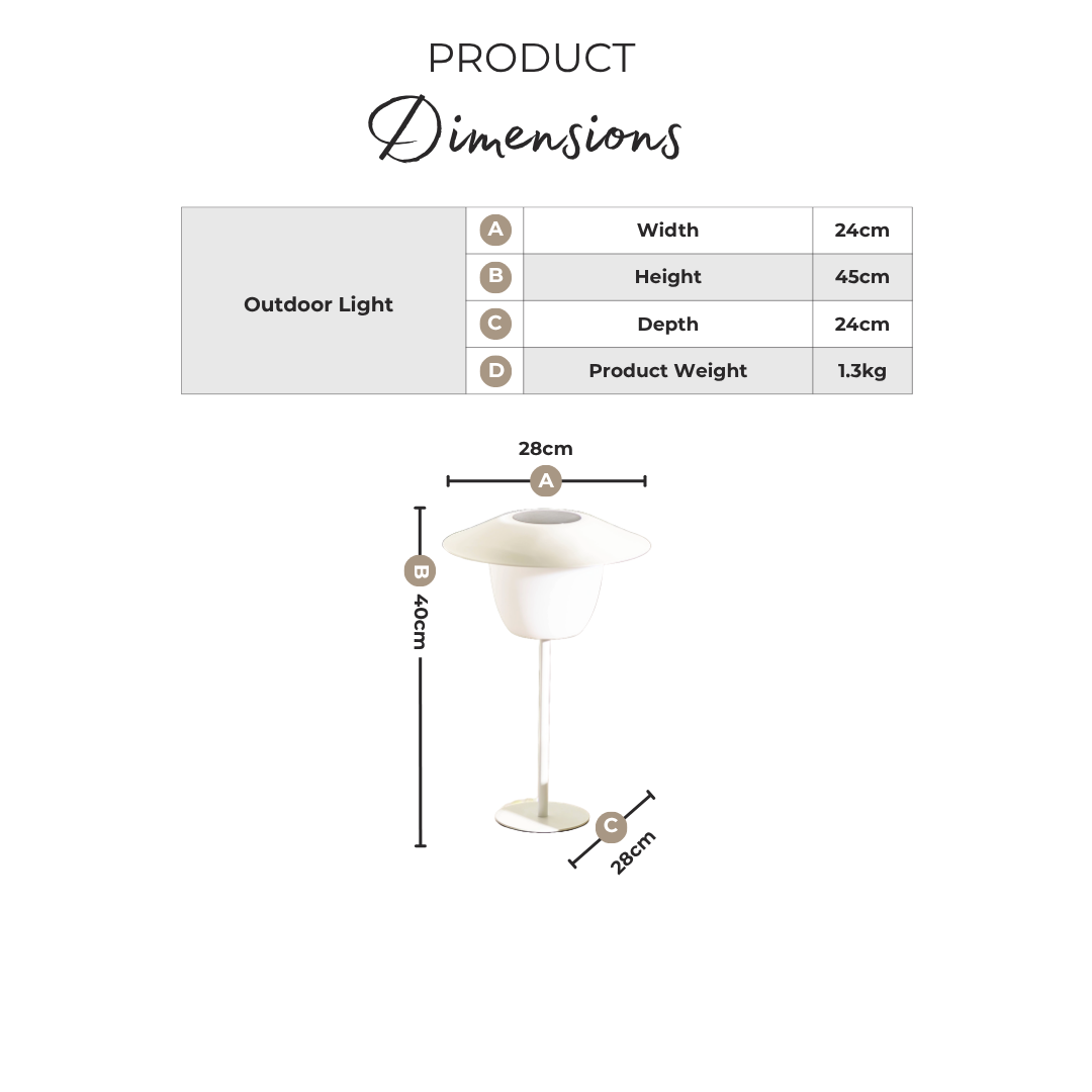 Veya White Solar Outdoor Table Light