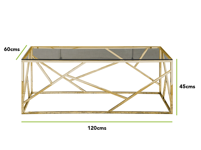 Amalfi Rectangular Glass and Gold Coffee Table