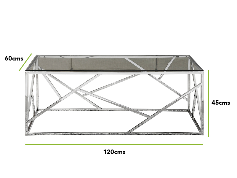 Amalfi Rectangular Glass and Silver Coffee Table