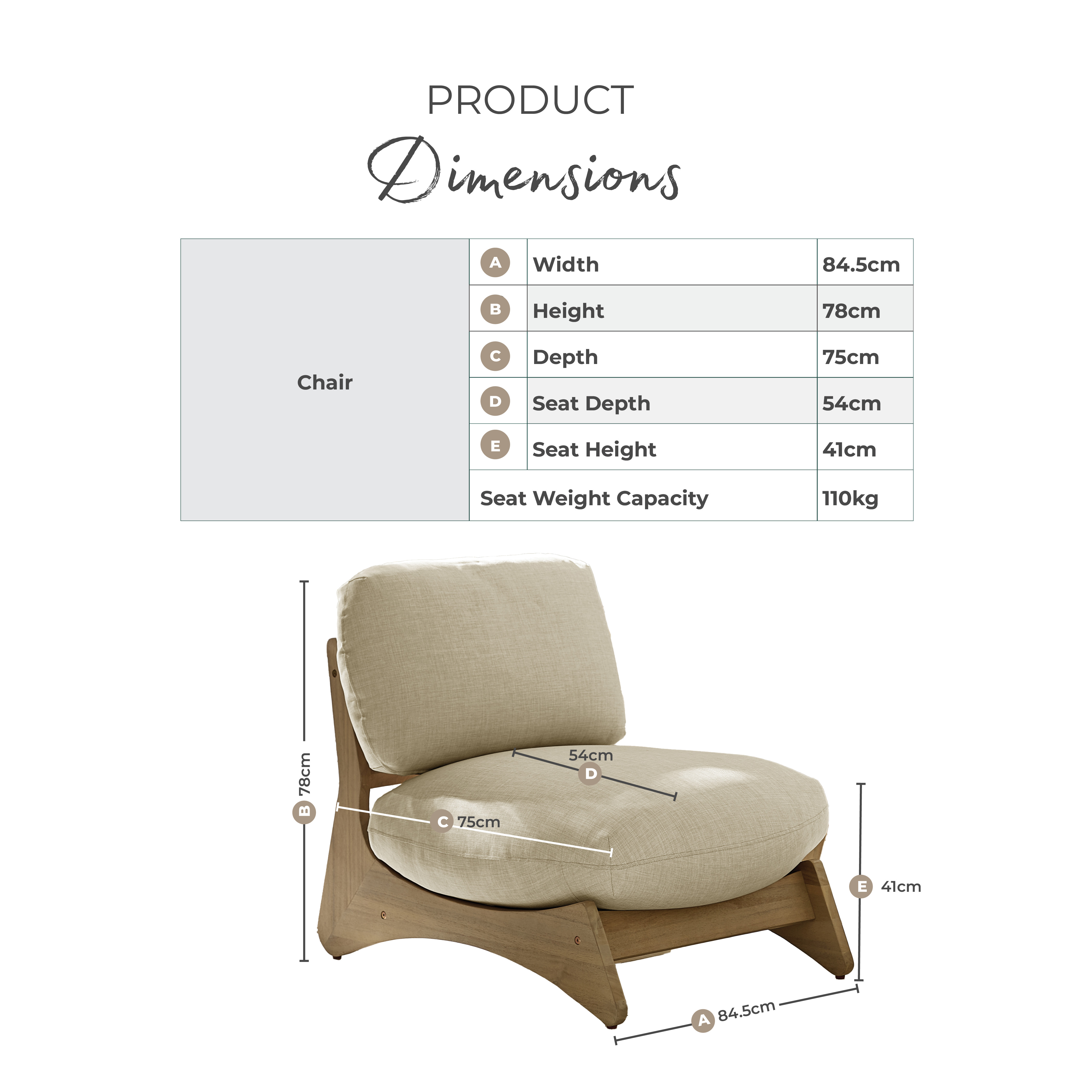 1x Iko Wood & Cream Indoor / Outdoor Accent Chair