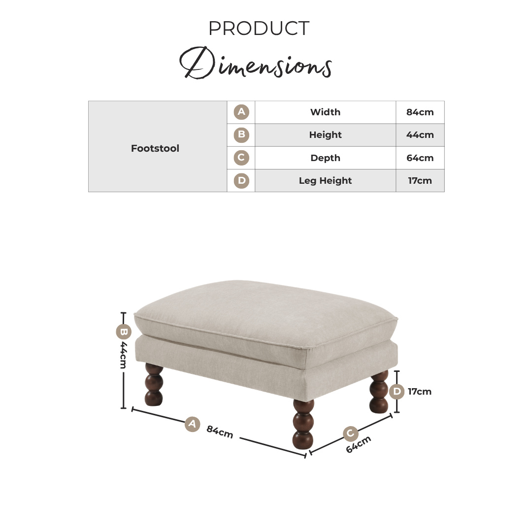 Monroe Beige Chenille Fabric Footstool