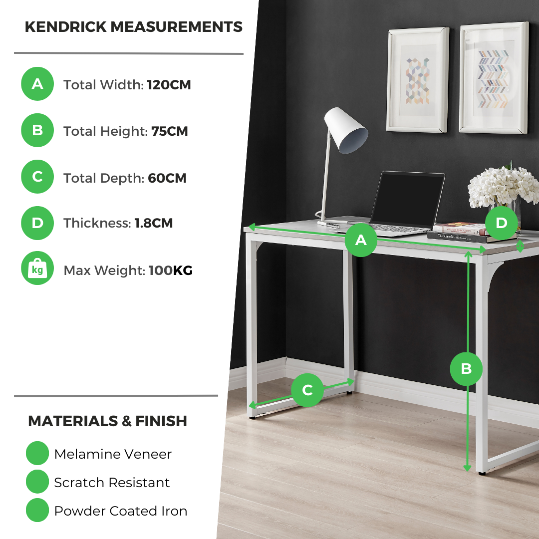 Kendrick Grey and White Office Desk