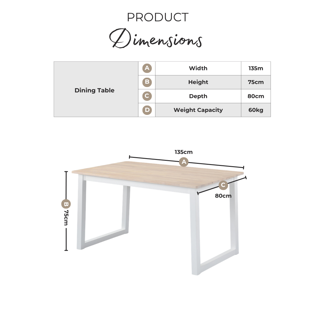 Tobermory Whitewashed Wood Dining Table & 2 Benches