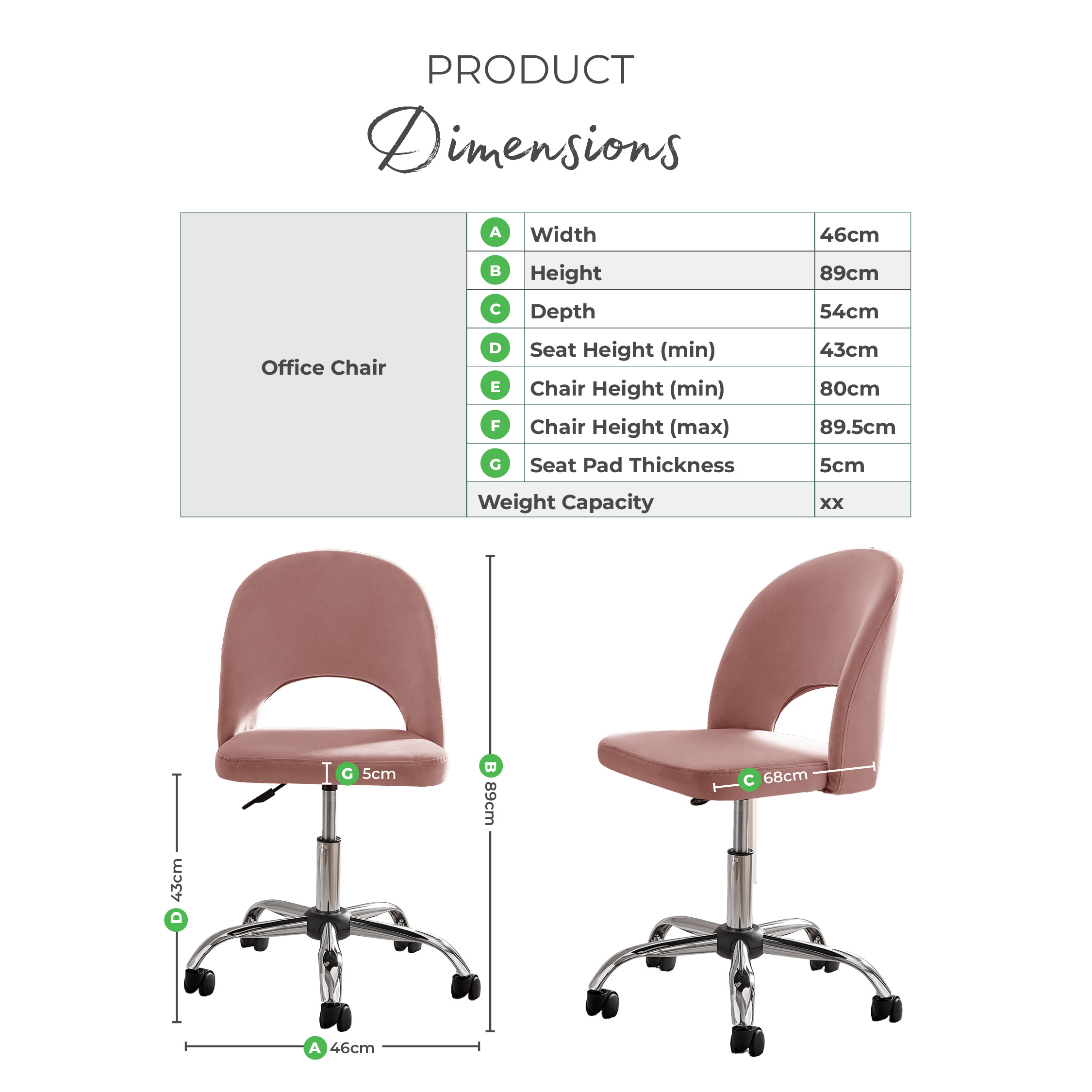 Courtney Grey Velvet Office Chair
