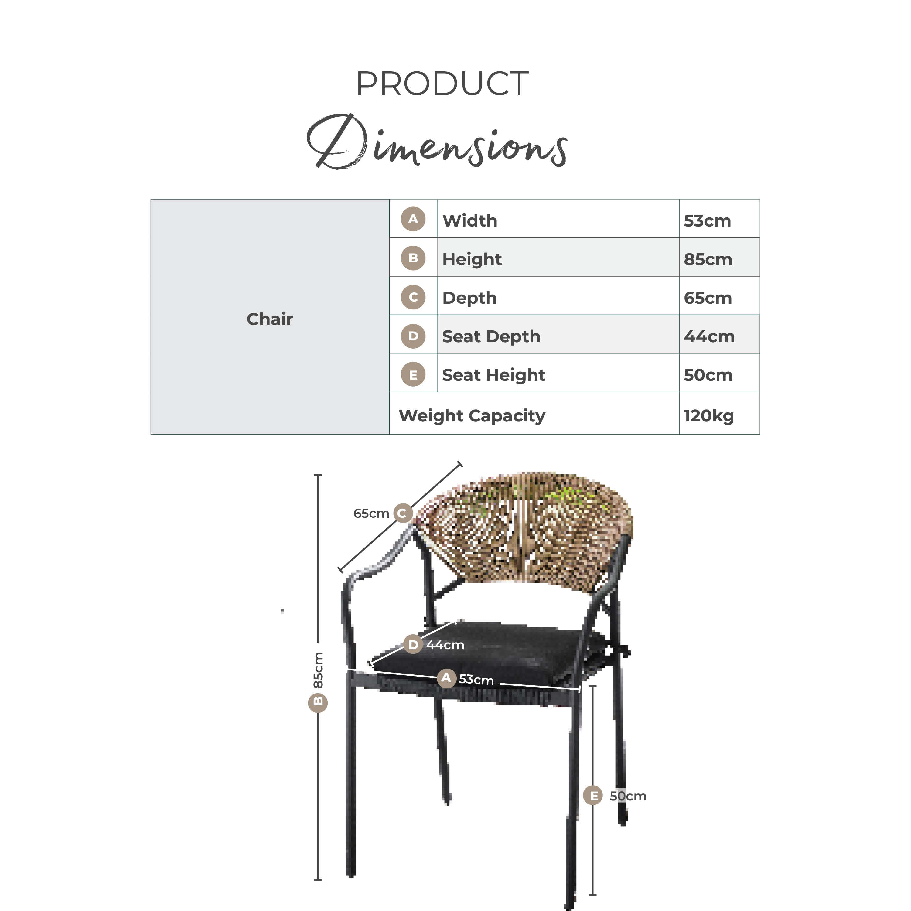 2x Elba Black & Rattan Garden Dining Chairs
