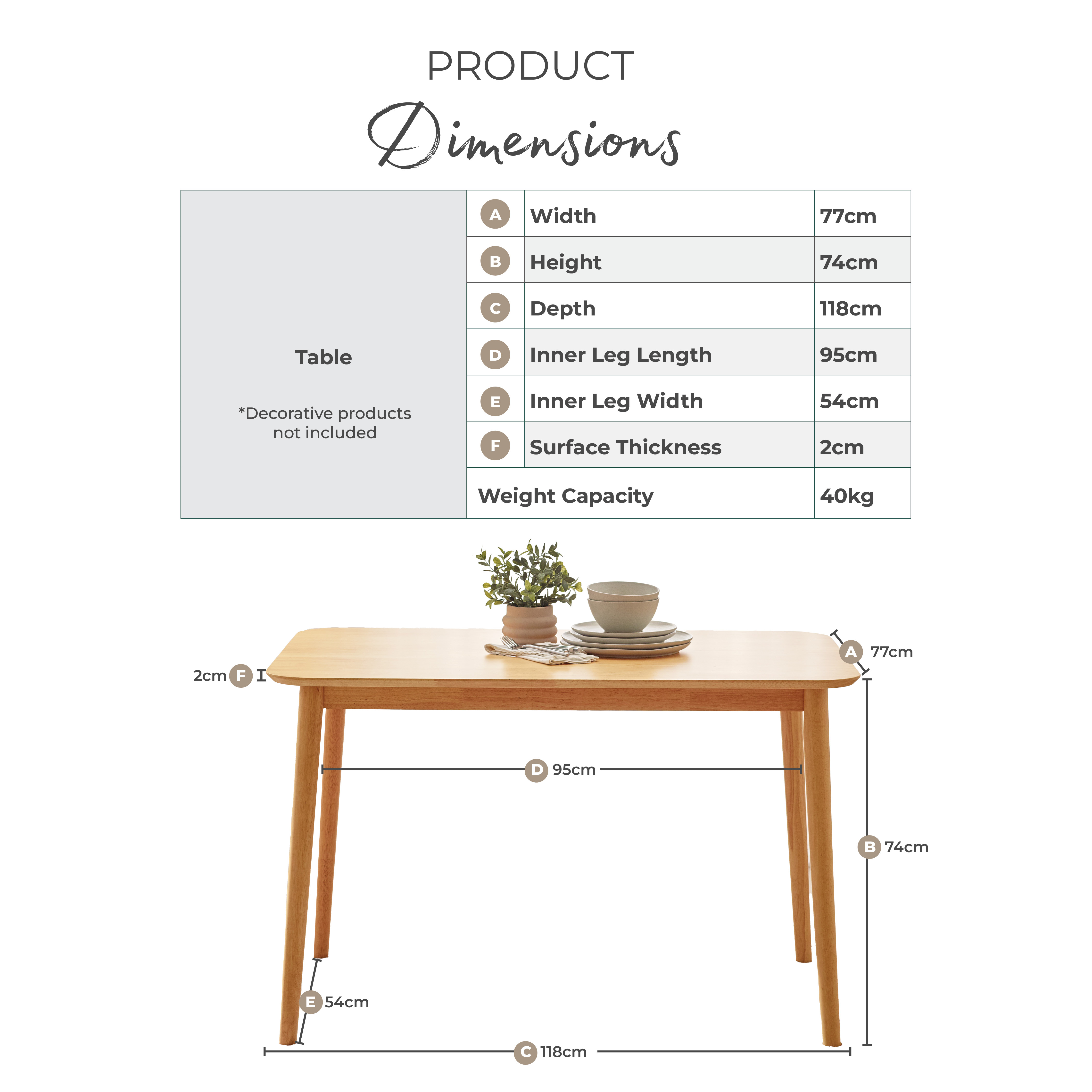 Lynton Rectangular Oak Effect Wood 4 Seater Dining Table