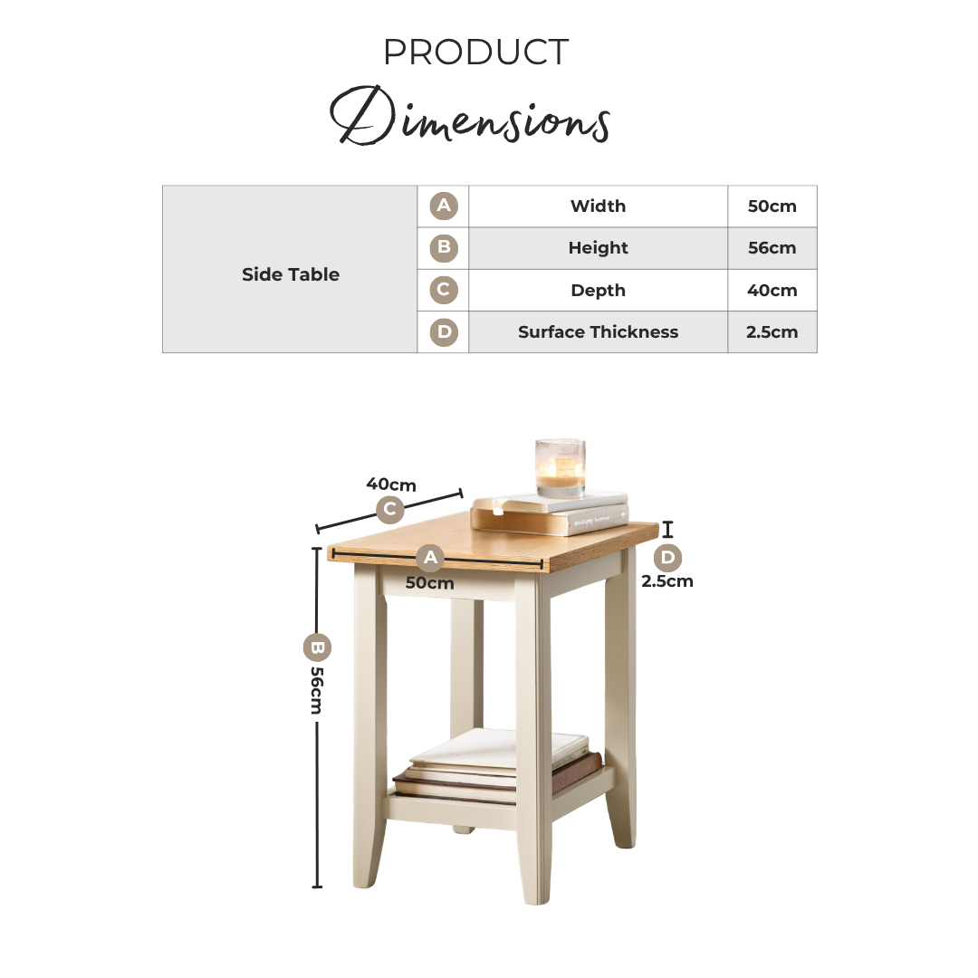 Eden Rectangular Whitewashed & Light Grey Wooden Side Table