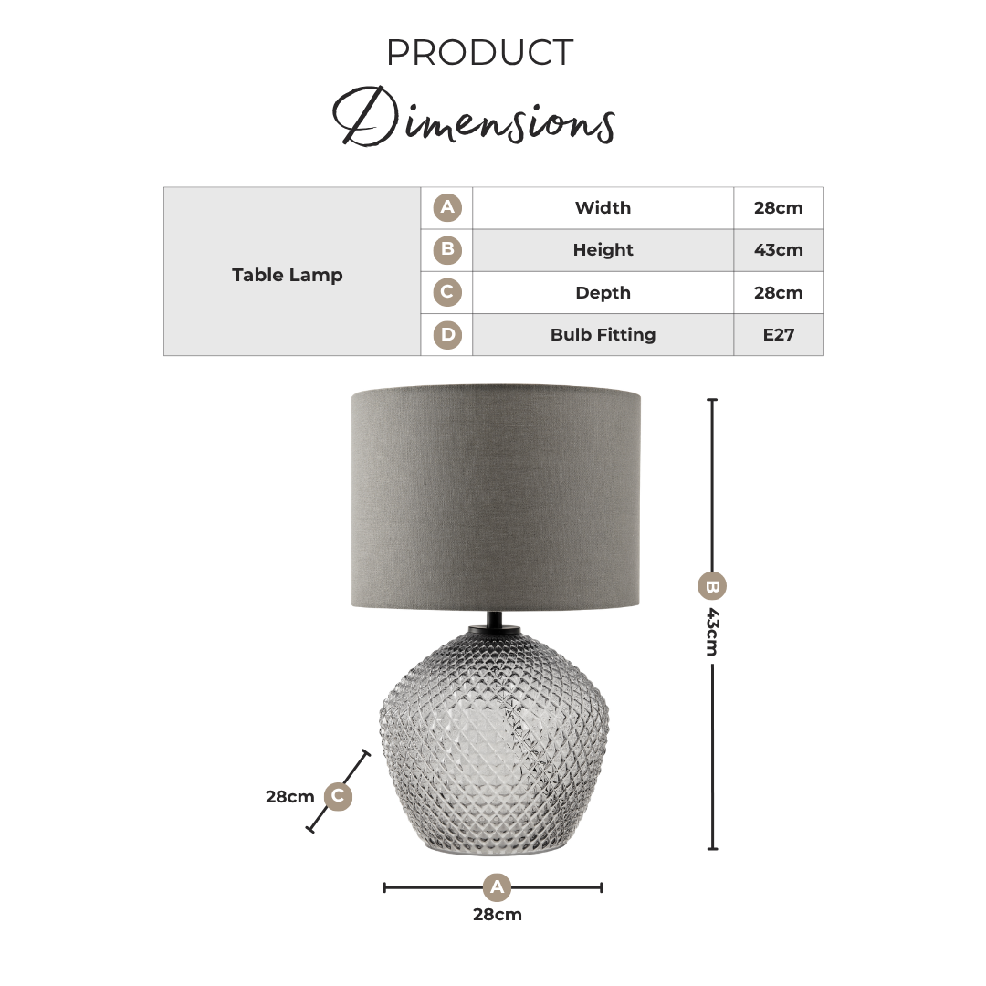 Abigail Smoky Grey Glass Table Lamp