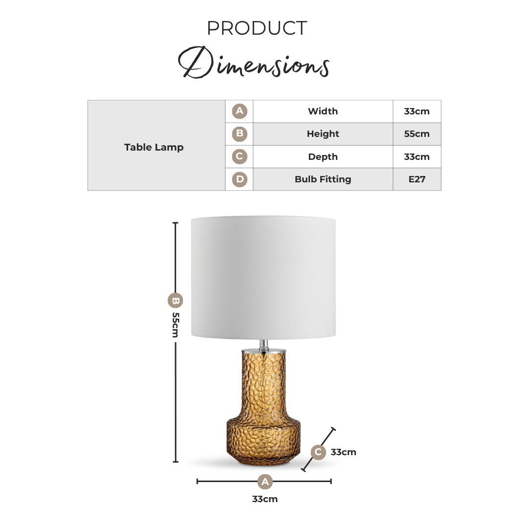 Amber Orange Glass Table Lamp