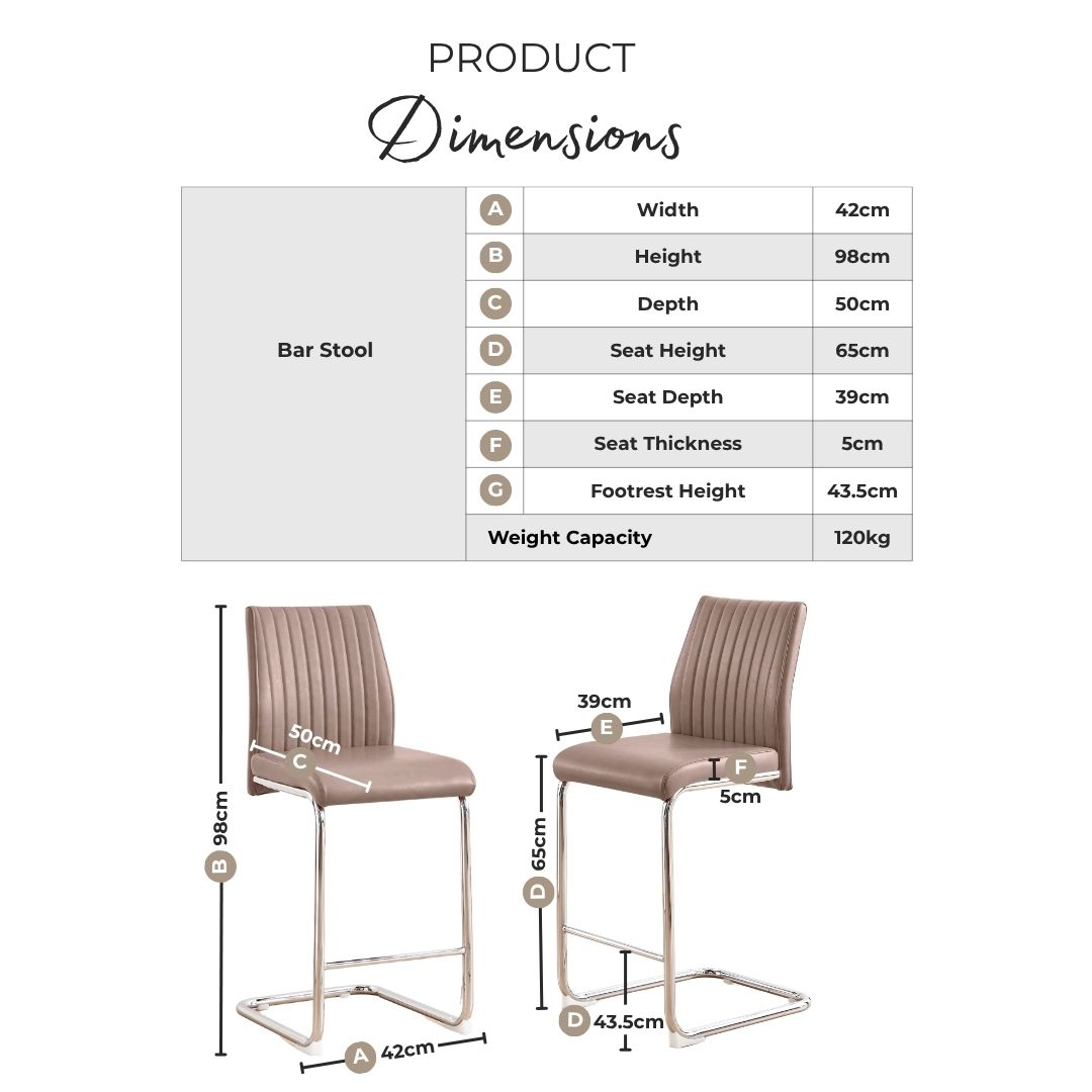 2x Lorenzo Tan Faux Leather Counter Stools