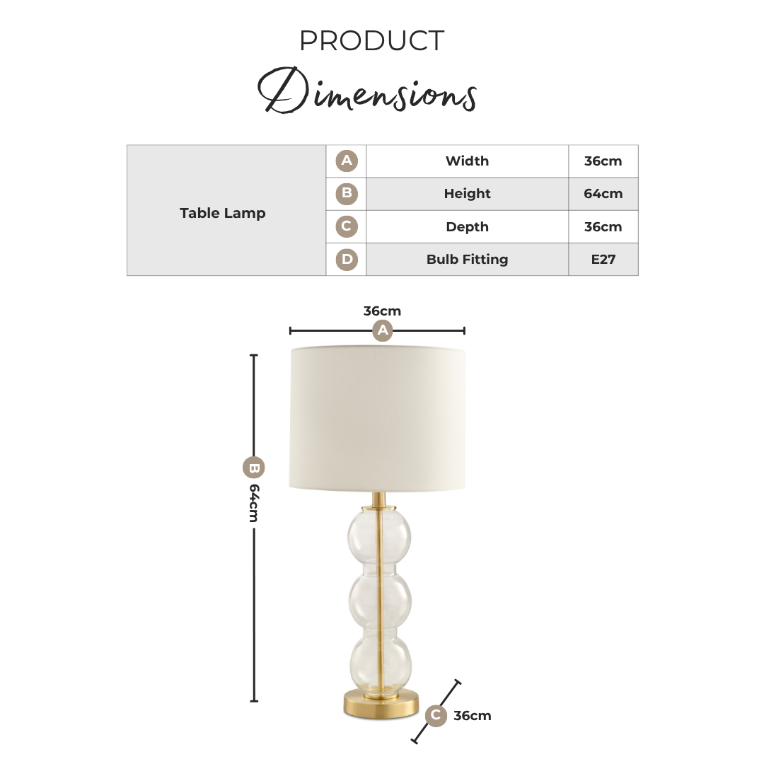 Misha Glass & Brass Bubble Stack Pillar Table Lamp