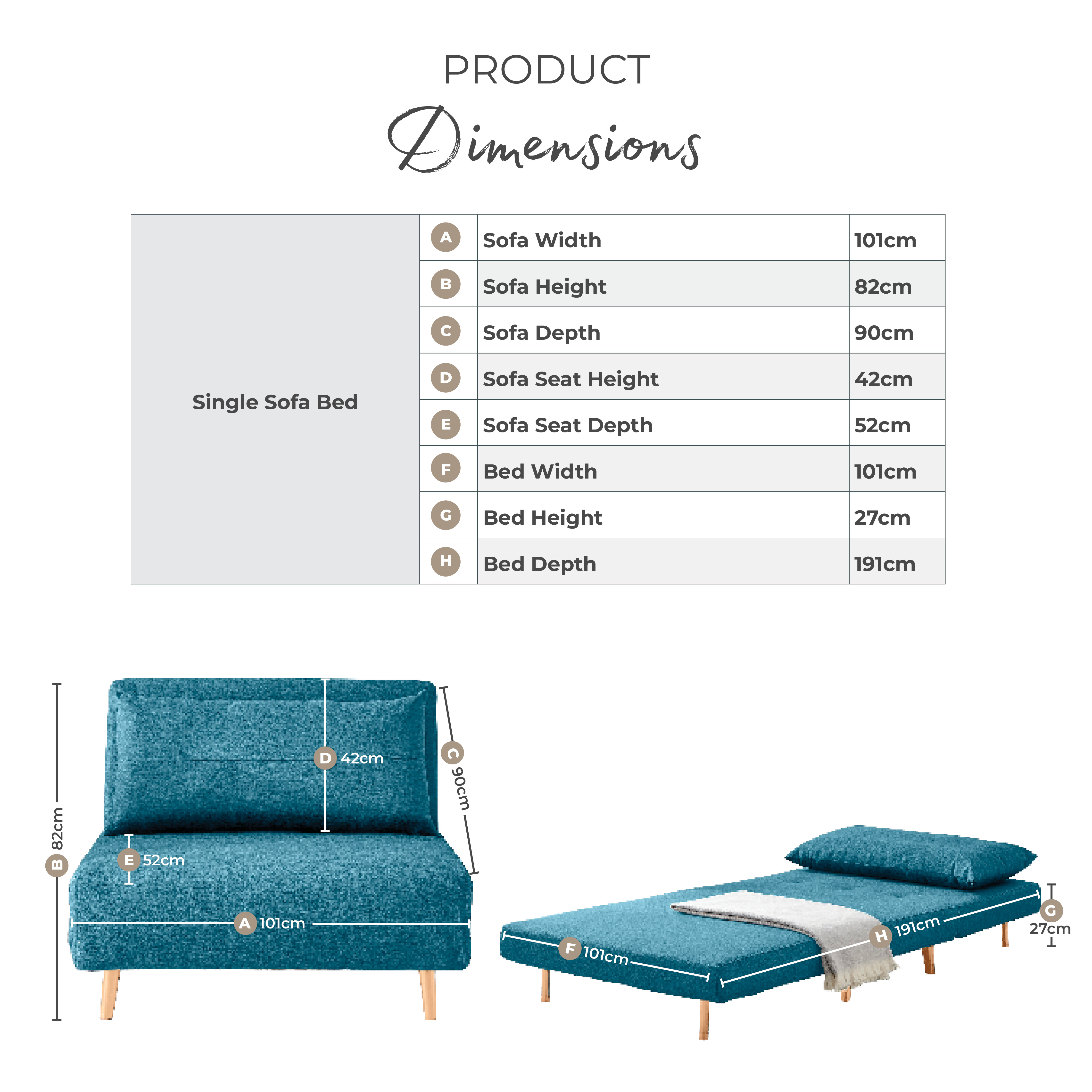 Bobby Blue Velvet Single Folding Sofa Bed Chair
