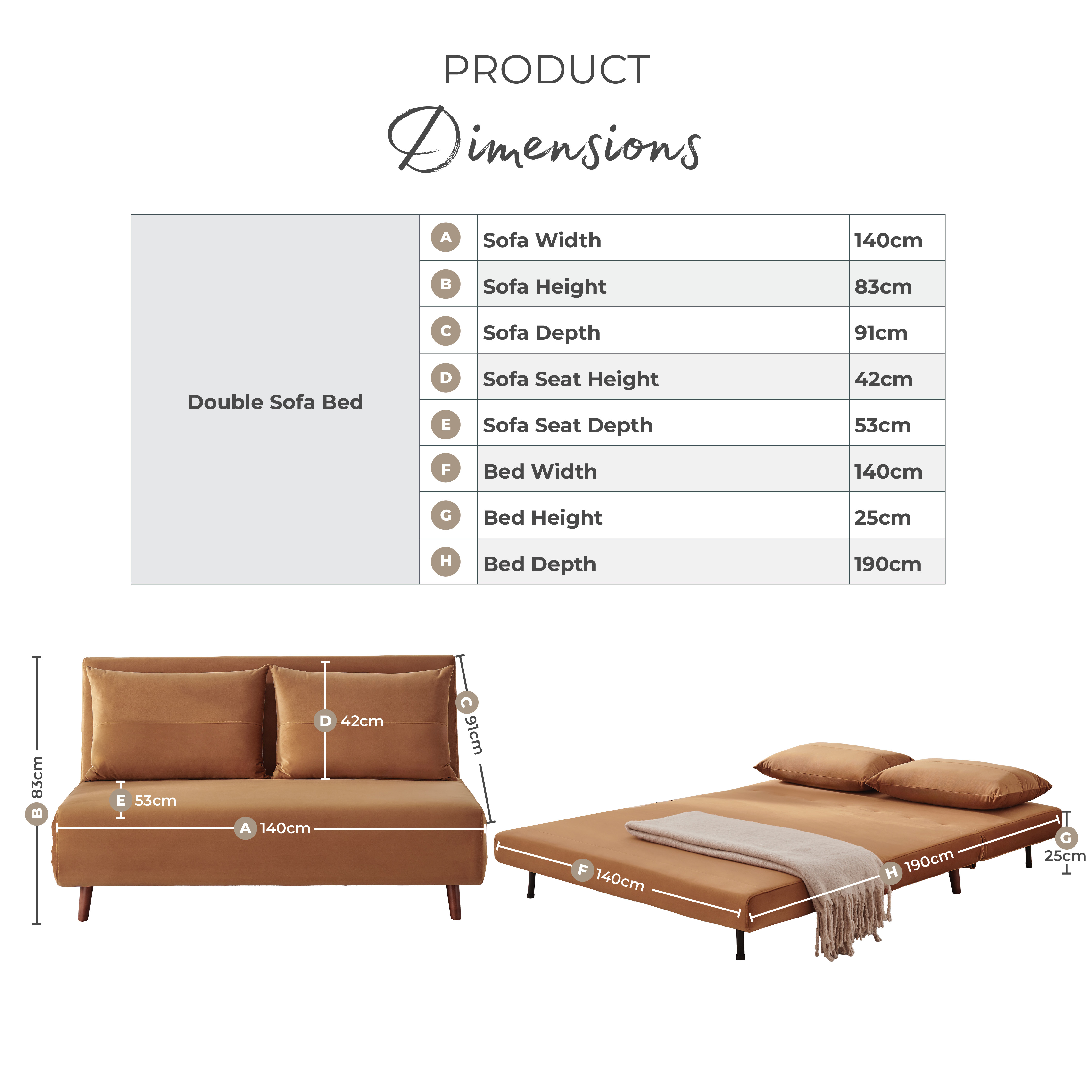 Bobby Blue Fabric Double Folding Sofa Bed