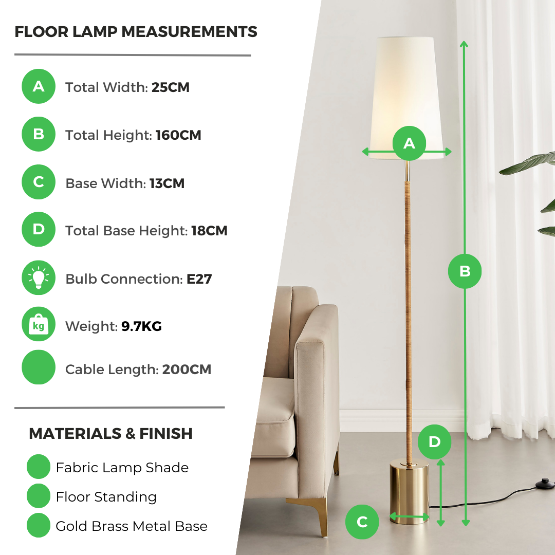 Astrid White and Rattan Floor Lamp