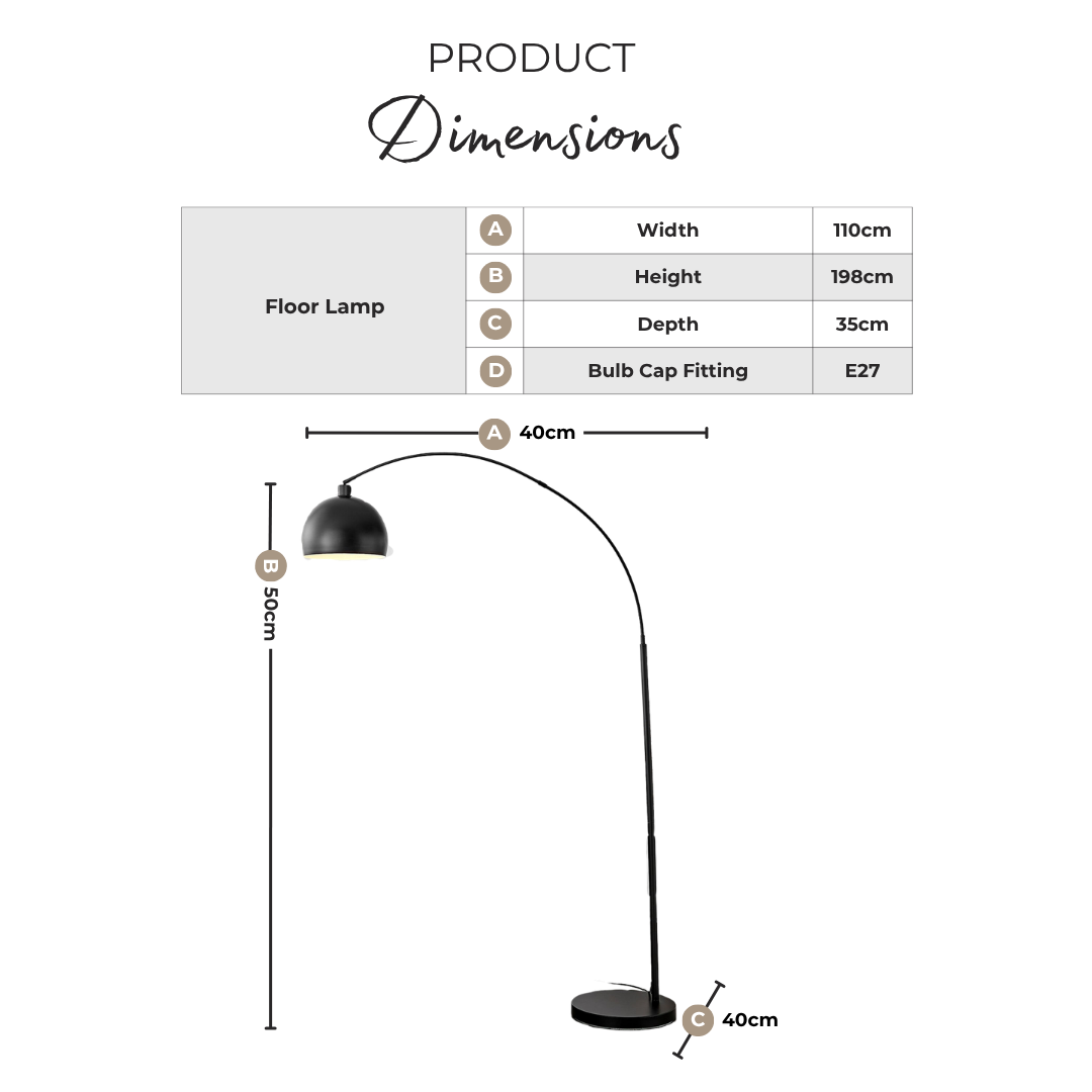 Holden Gold and White Marble Arc Standing Floor Lamp