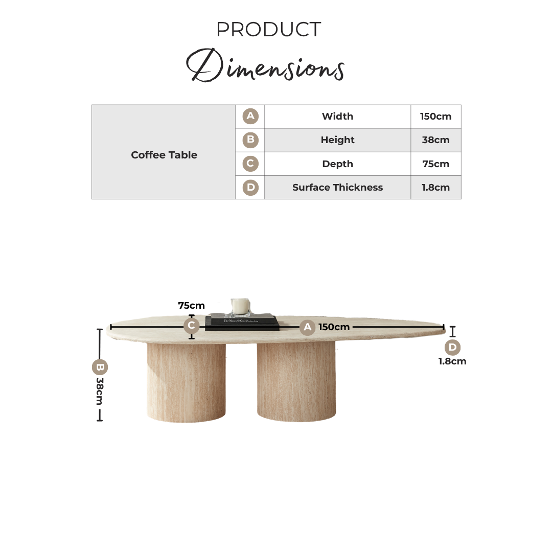 Sutton Beige Travertine Stone Veneer Oval Coffee Table
