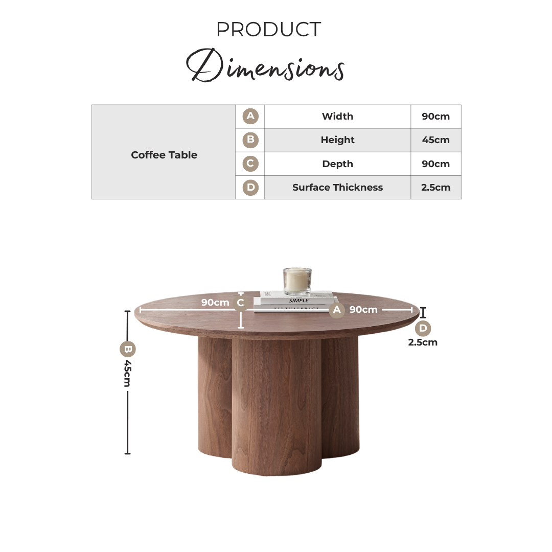Sutton Round Black Veneer Wood Coffee Table
