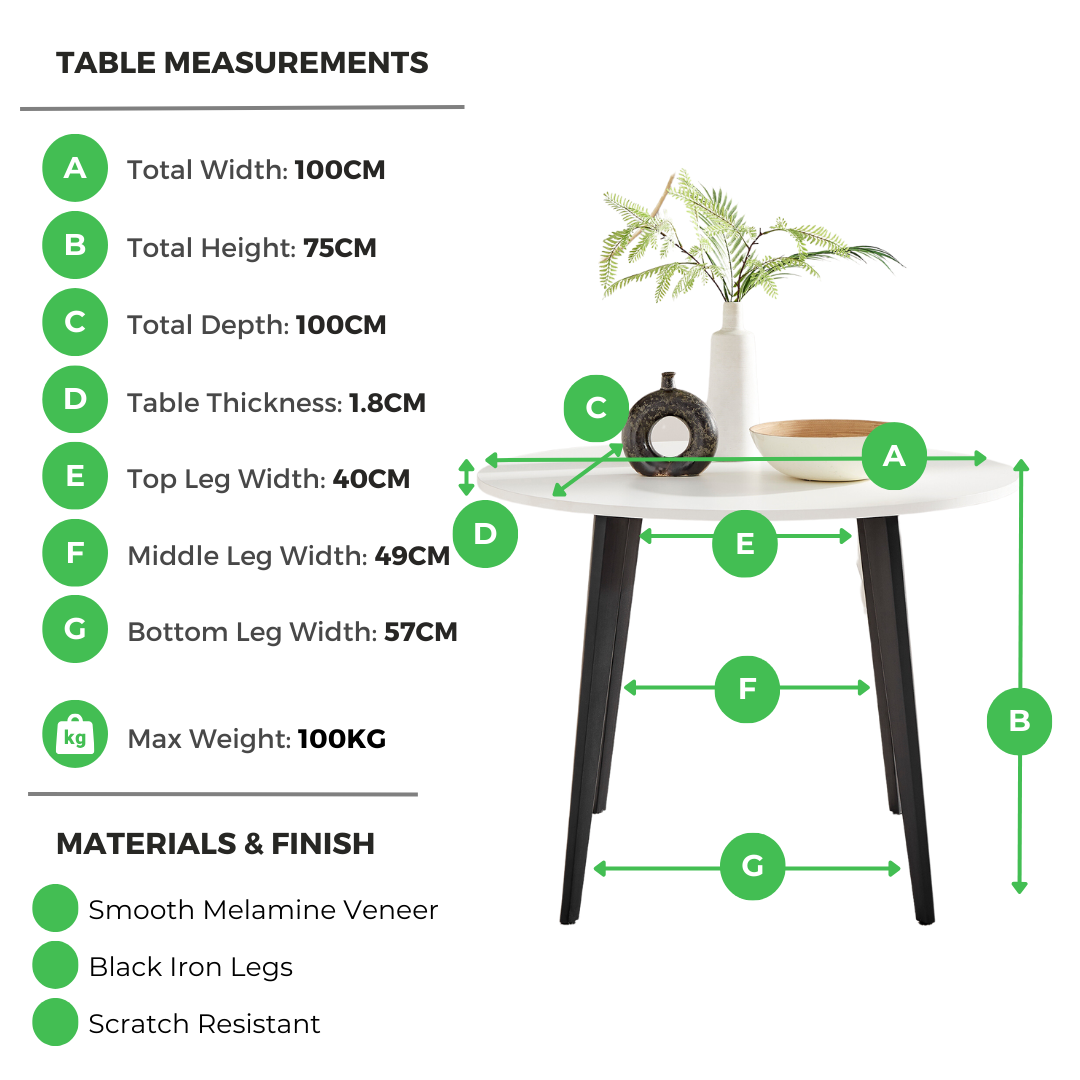 Koko Round White 4 Seater Dining Table