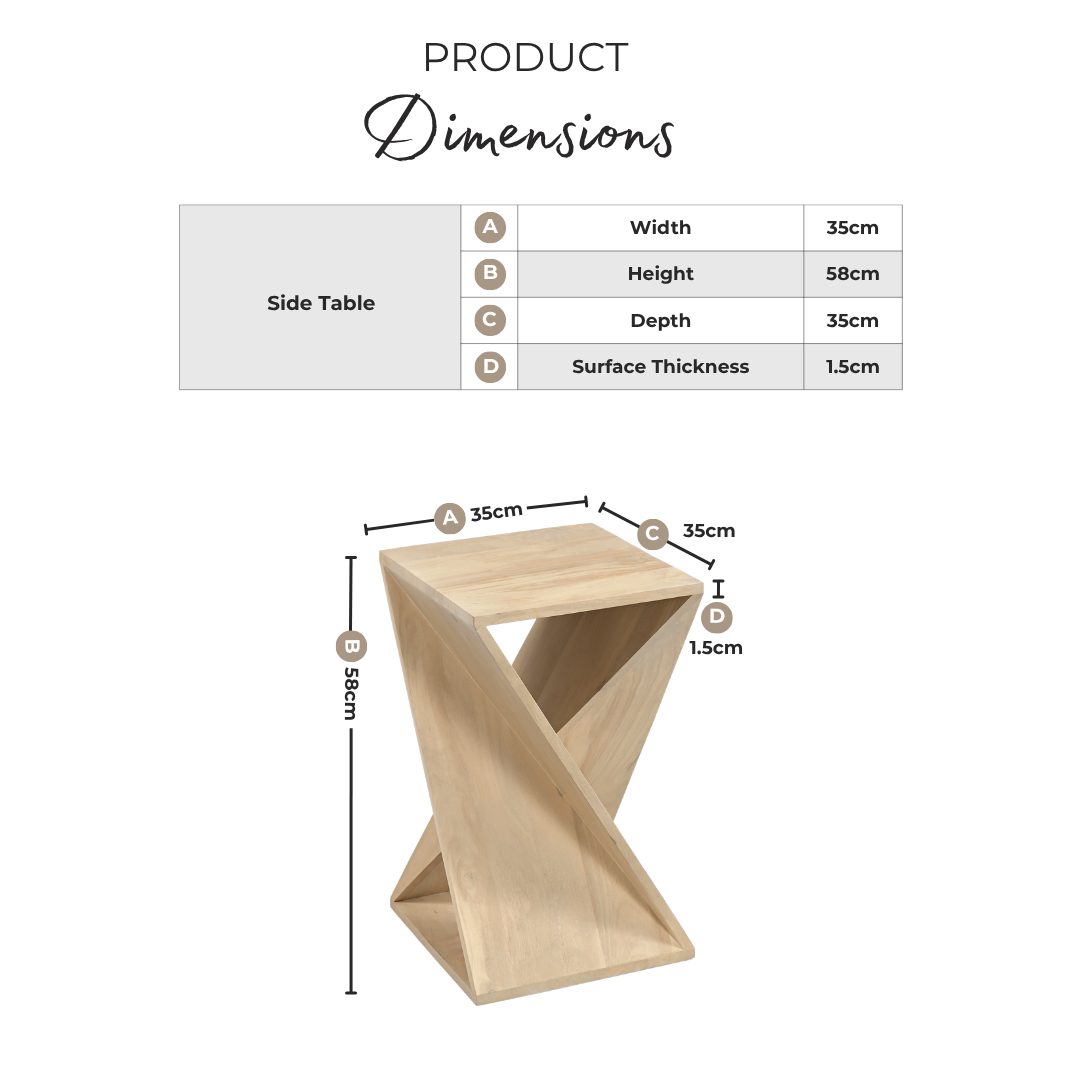 Ararat Square Light Oak Wood Side Table