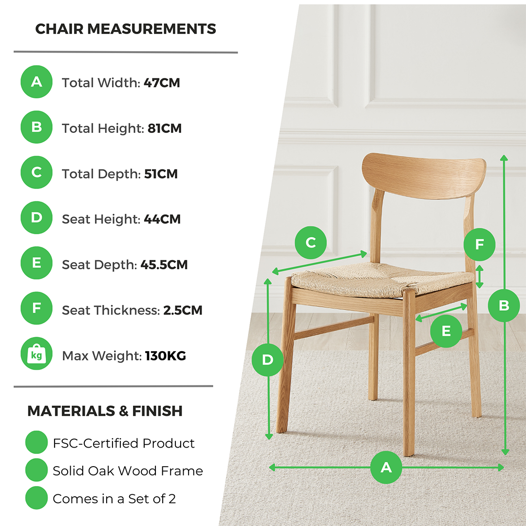 2x Bonnie Oak Effect and Rope Dining Chairs