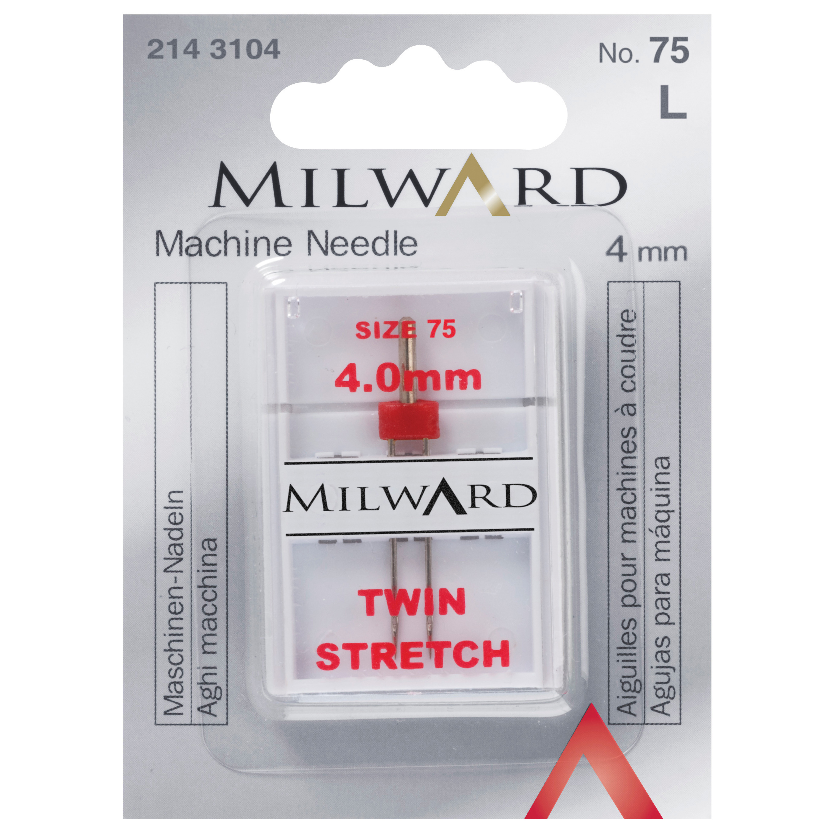 Sewing Machine Needles Twin Stretch 75(11), 4mm 1 Piece Milward