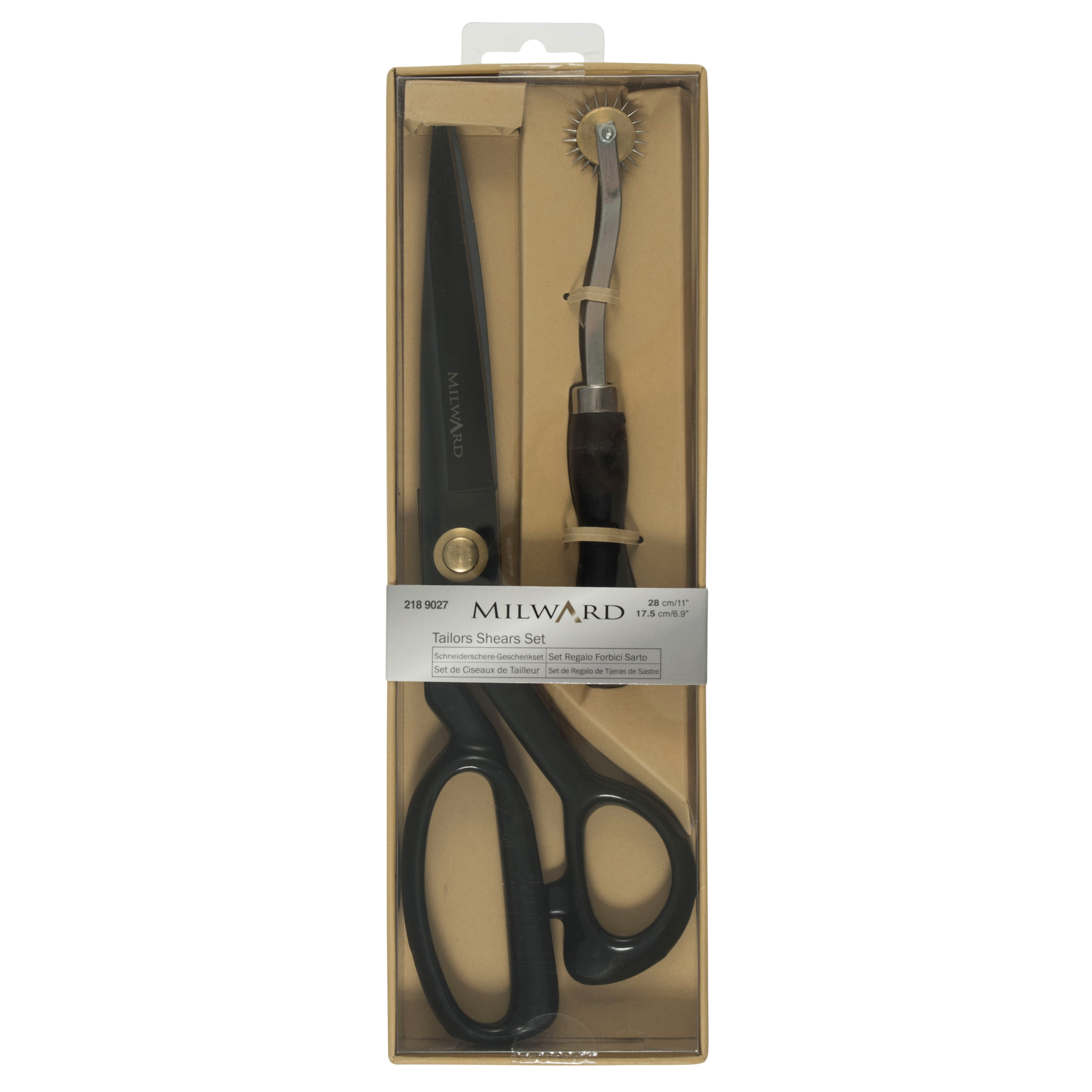 Scissors Gift Set Tailors Shears (28cm) and Tracing Wheel Black
