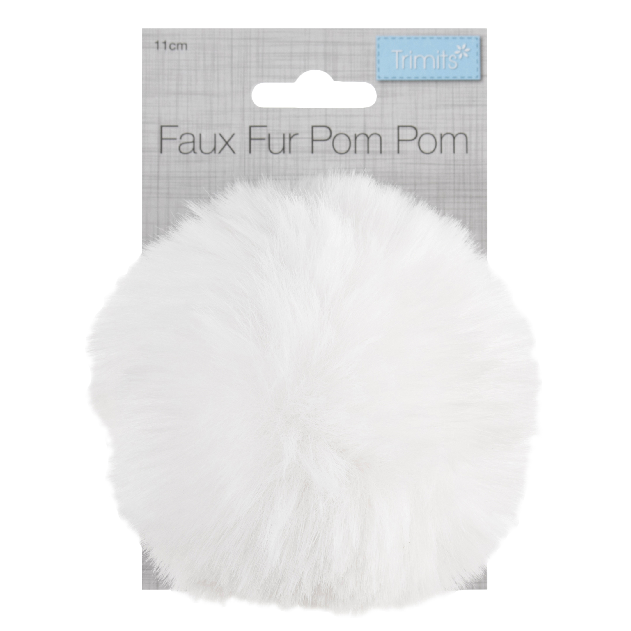 Pom Pom Faux Fur 11cm 1 Piece White Trimits Groves and Banks