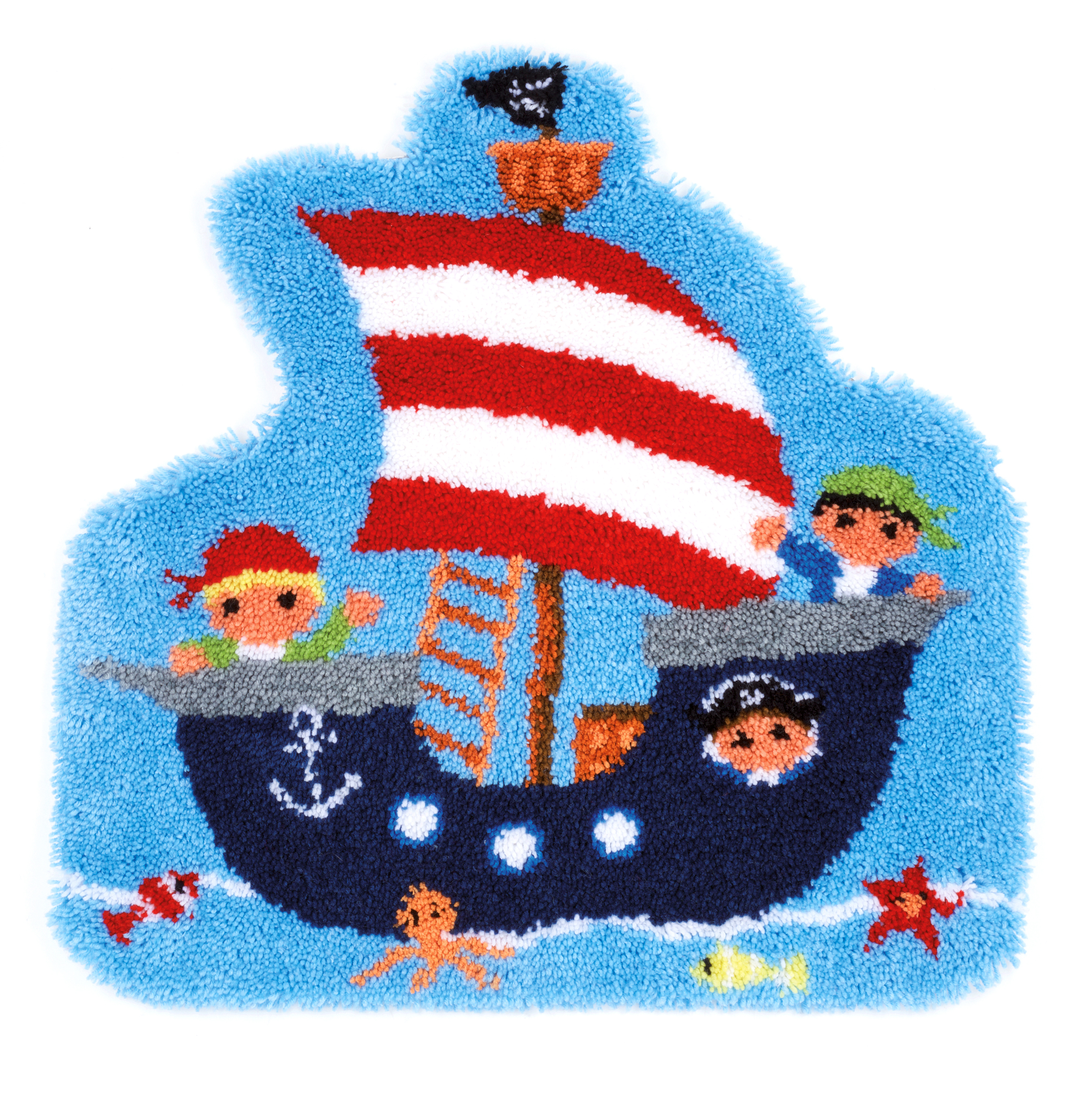 Latch Hook Kit: Shaped Rug: Pirate Ship - Vervaco - Groves and Banks