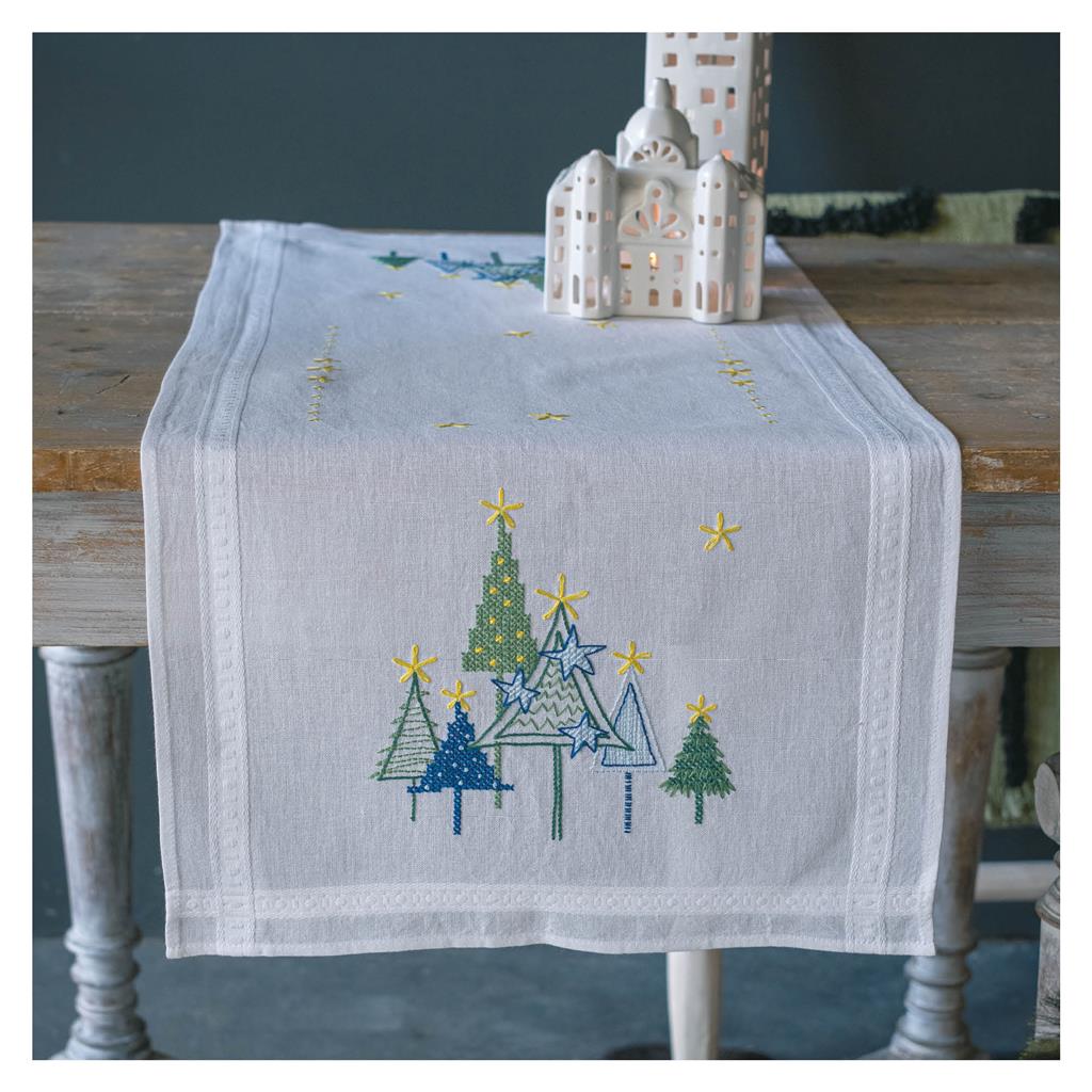 Embroidery Kit: Table Runner: Modern Pine Trees - Vervaco - Groves and ...