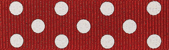 Picture of Spotty Grosgrain: 4m x 15mm: Red and Ivory