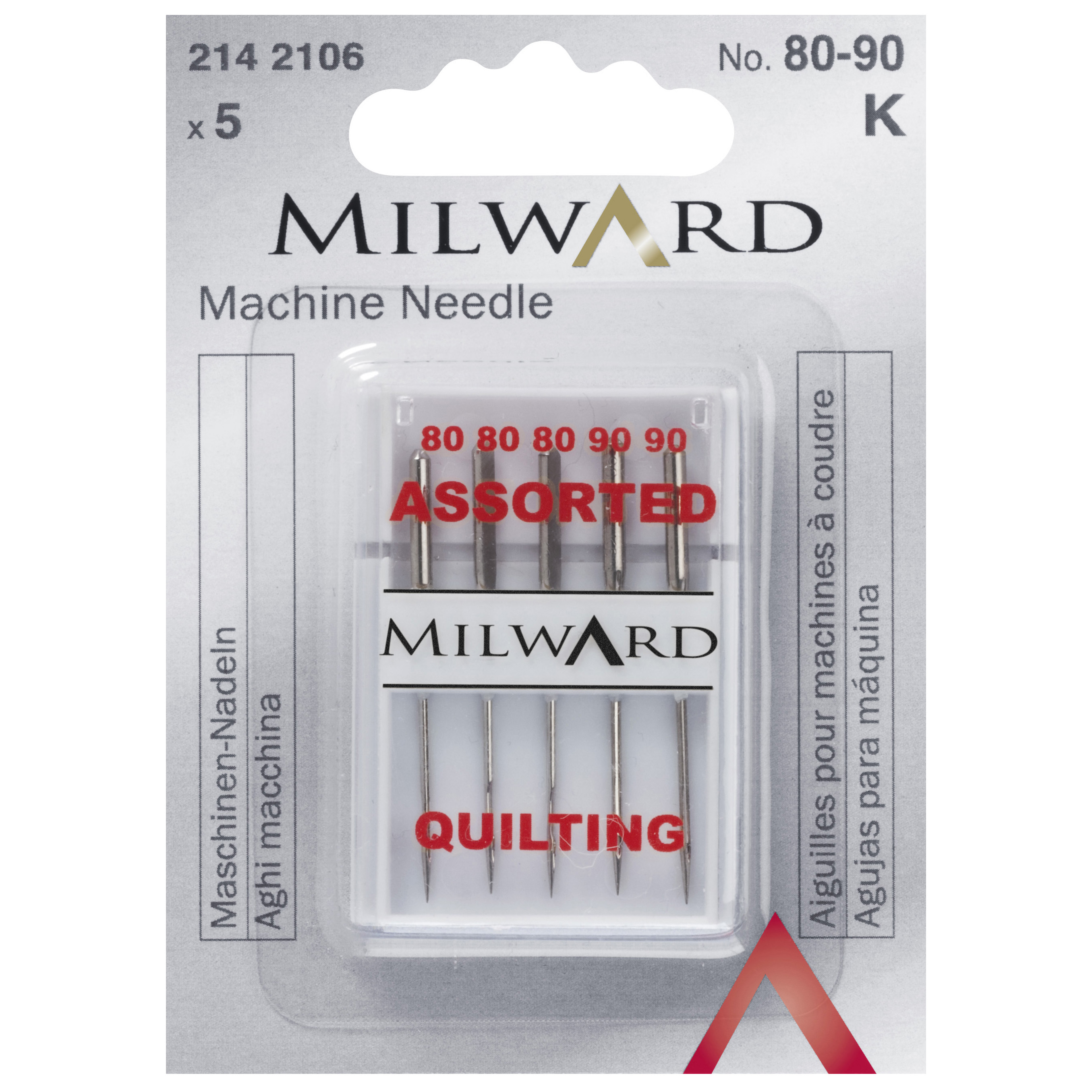 Sewing Machine Needles: Quilting: 3 x 80(12), 2 x 90(14): 5 Pieces