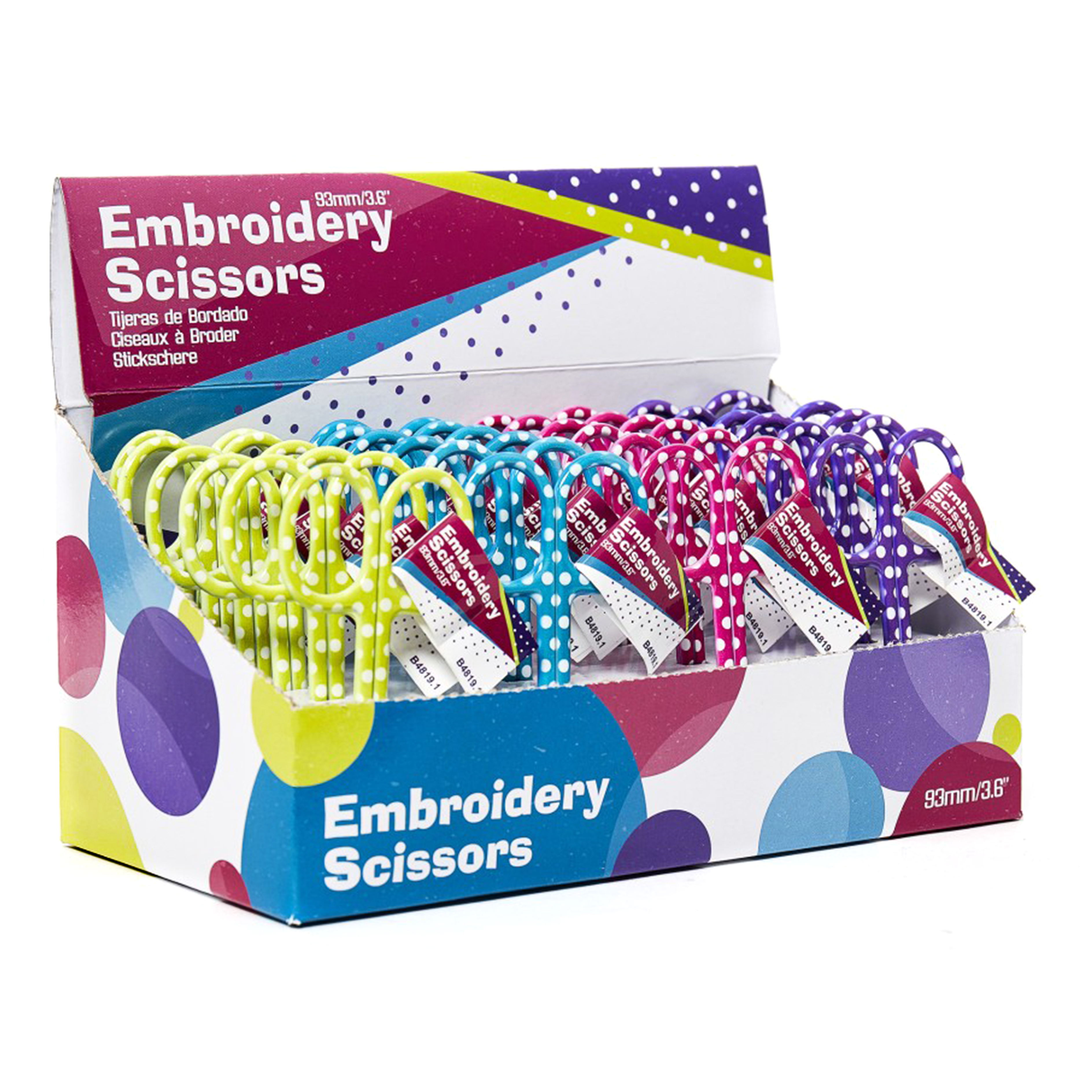 Picture of Counter Display Unit: Embroidery Scissors: 9.3cm or 3.6in: Polka Dots: 24 Pieces