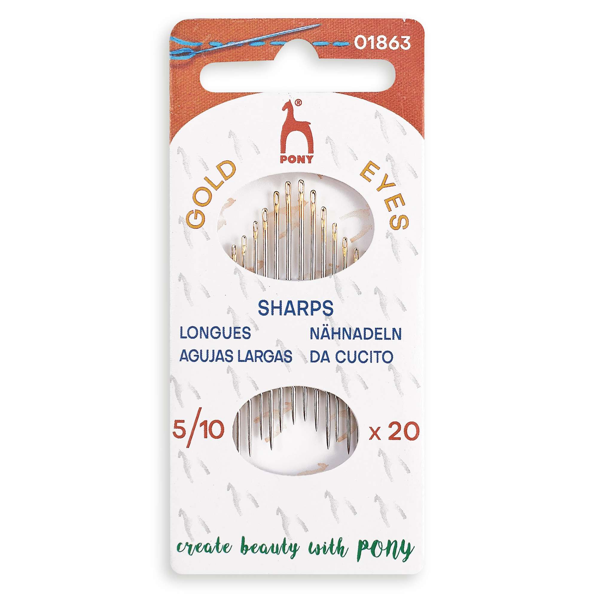 Picture of Hand Sewing Needles: Sharps: Gold Eye: Sizes 3-9