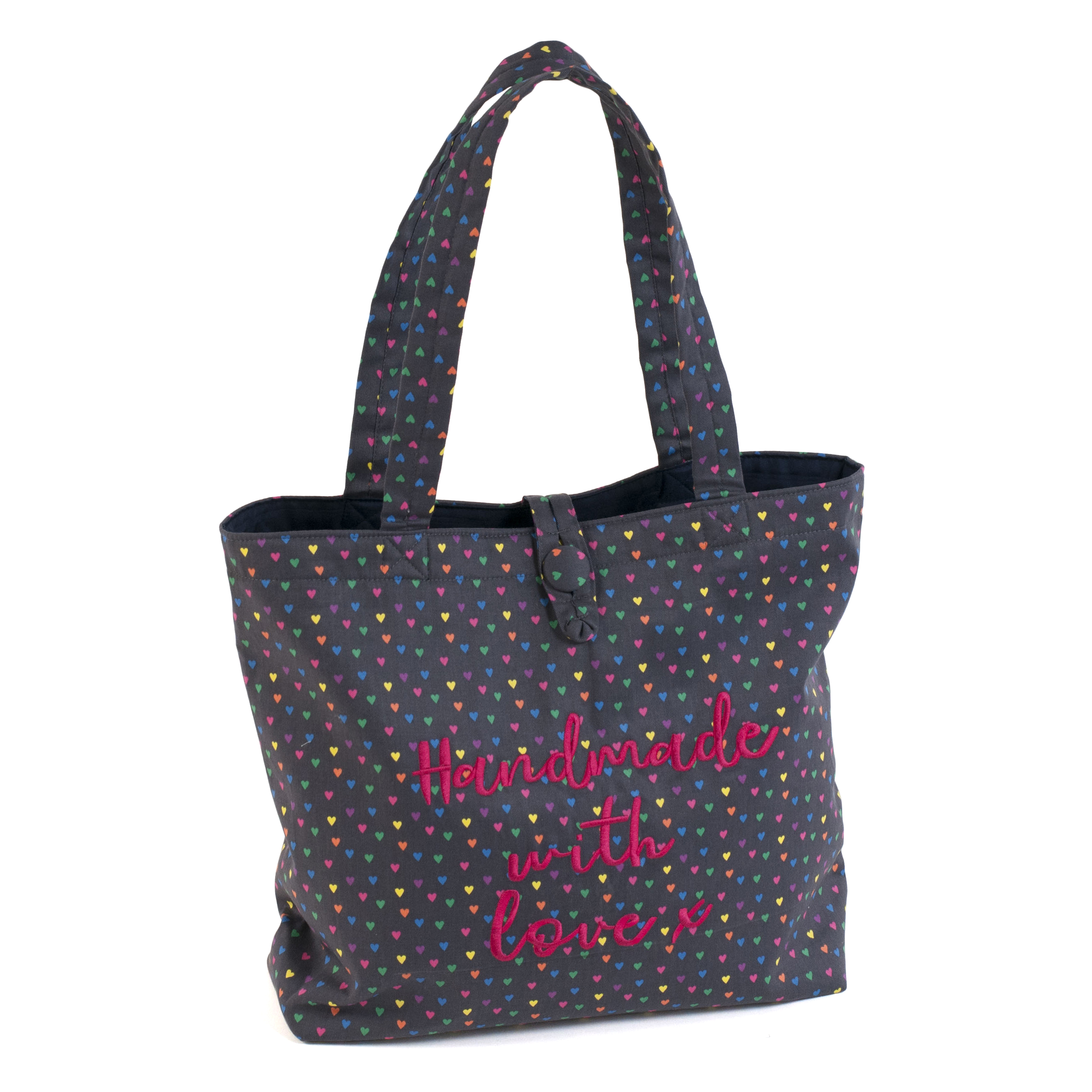 Picture of Craft Bag: Shoulder Tote: Embroidered Slogan: Hearts