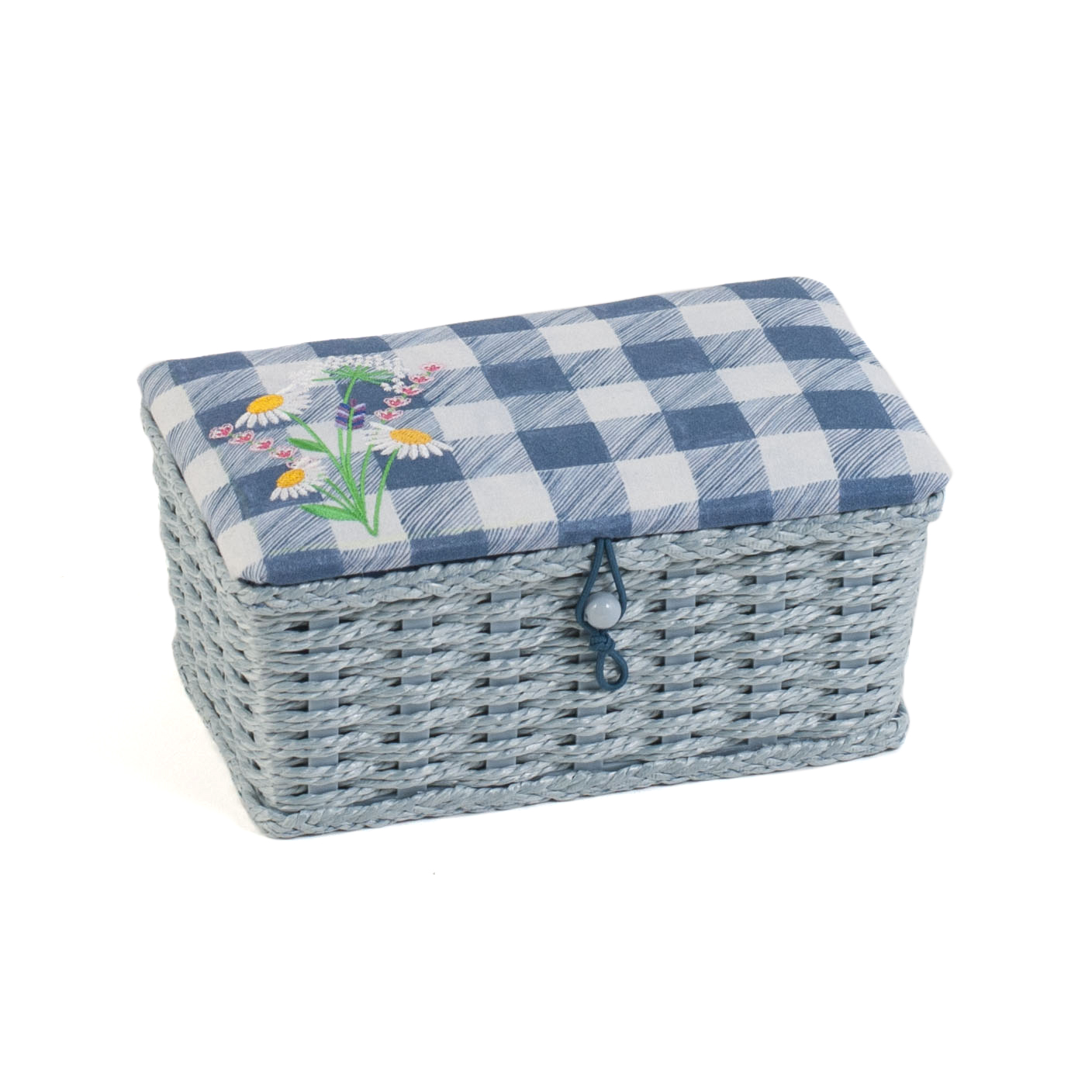 Sewing Box (S) Wicker Basket Embroidered Wild Floral Plaid Hobby Gift Groves and Banks