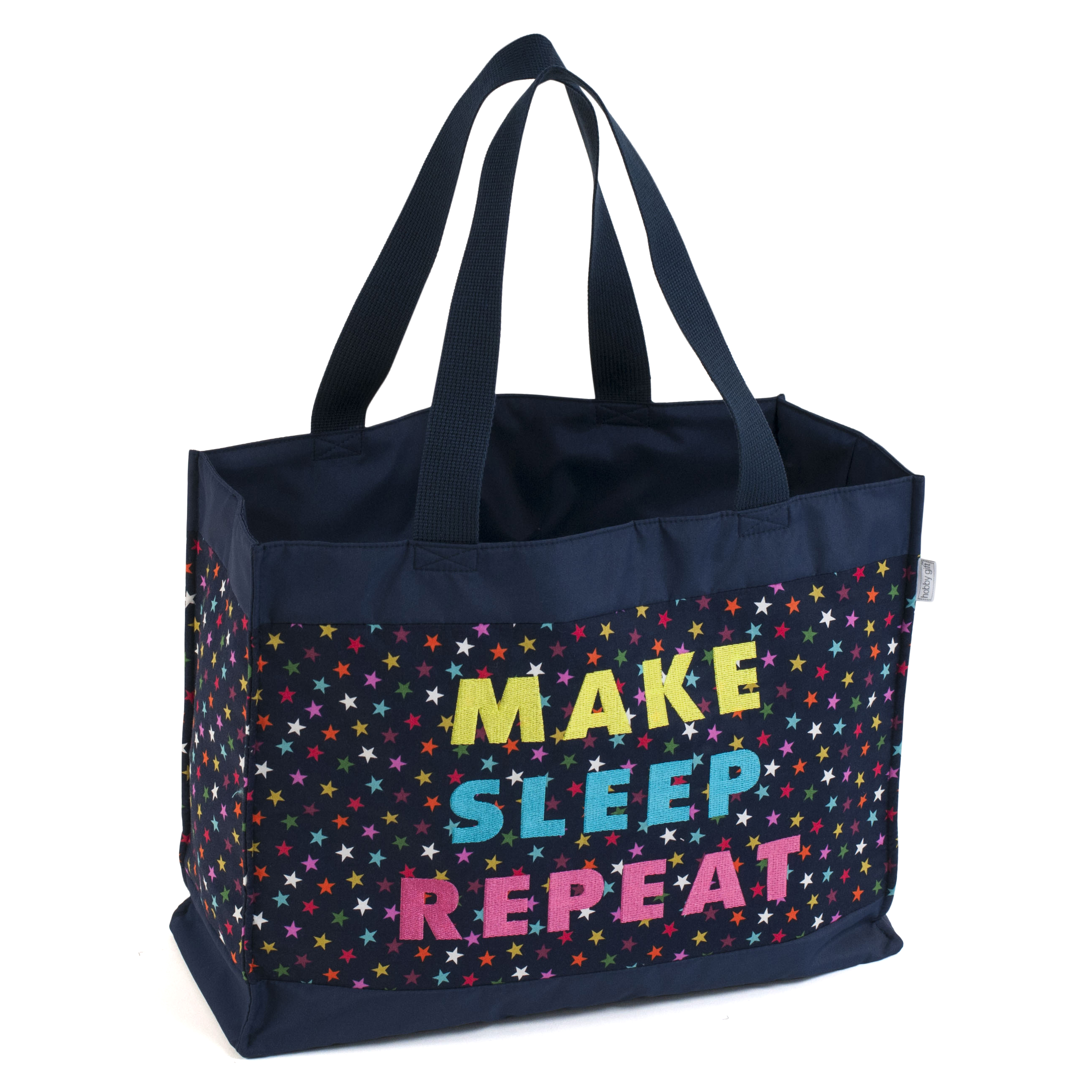 Picture of Craft Bag: Shoulder Tote: with Embroidered Slogan: Navy Stars