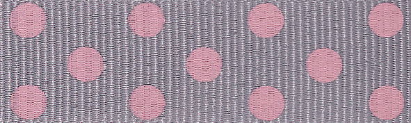 Picture of Spotty Grosgrain: 4m x 15mm: Grey/Pink