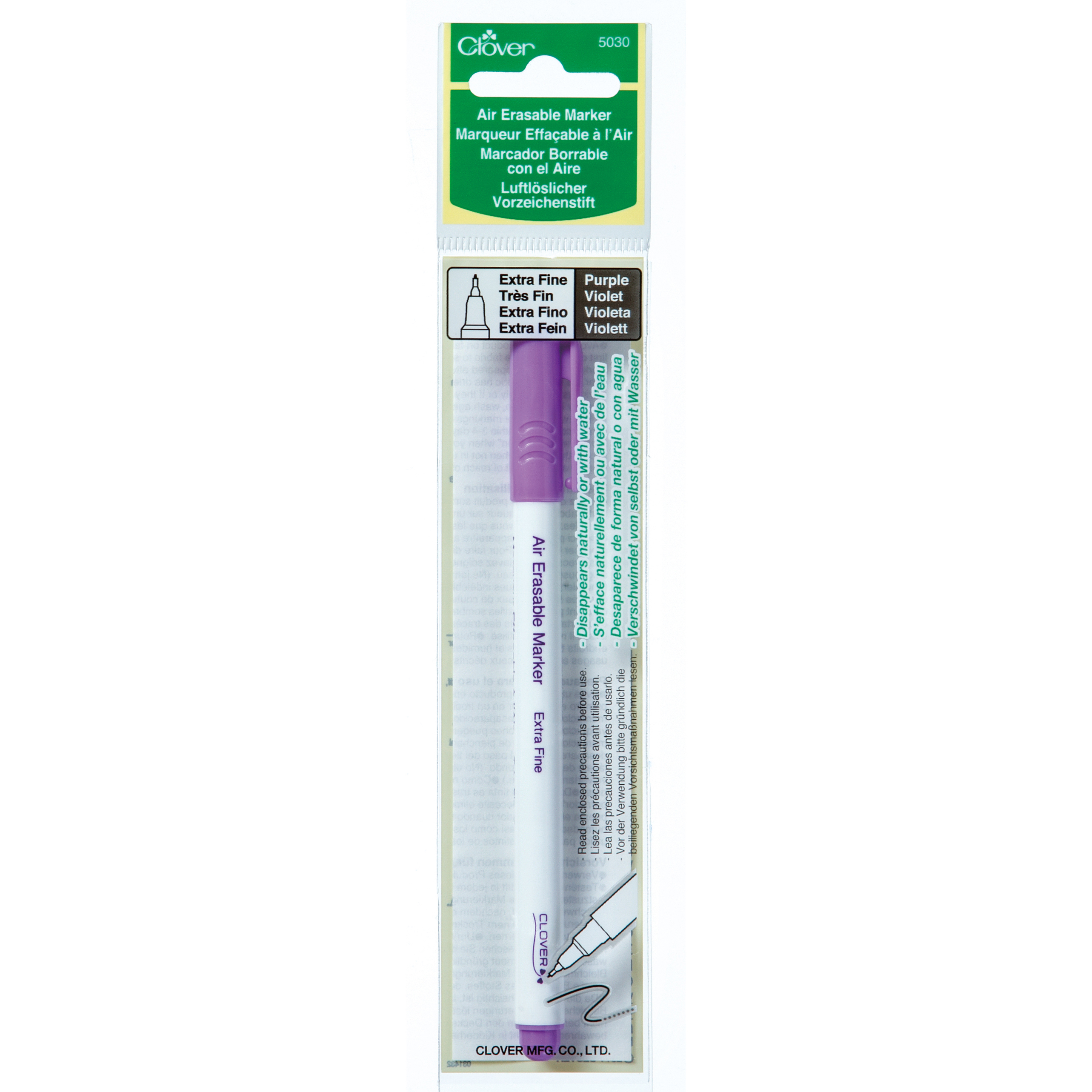 Pen Fabric Marker Air Erasable Extra Fine Purple (3) Clover